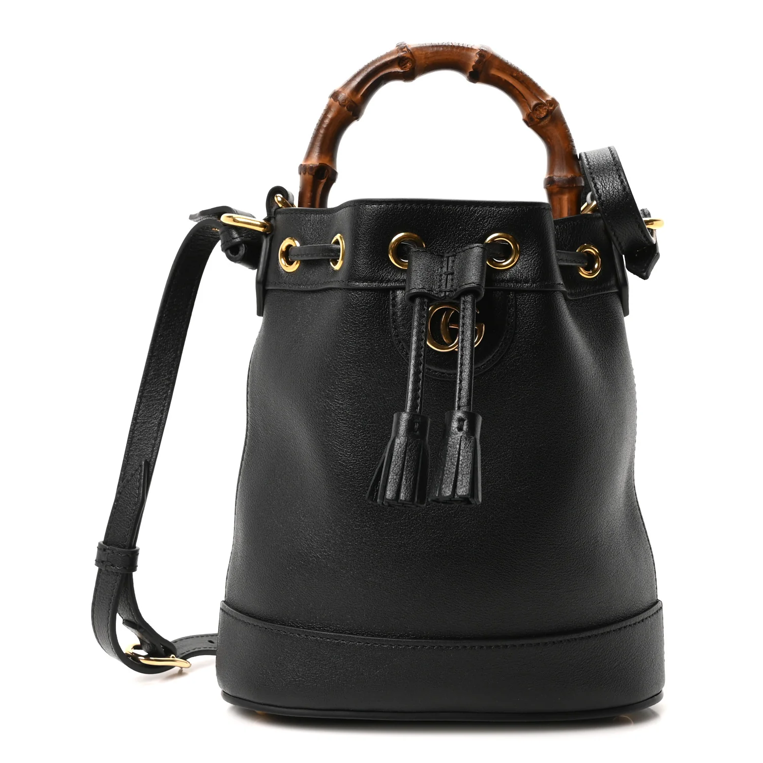 Softy Wonka Textured Dollar Calfskin Mini Diana Bucket Bag Black