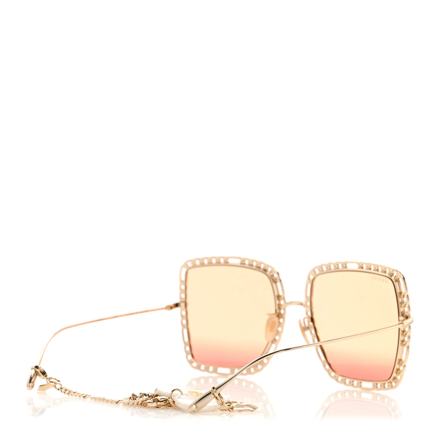 Square Frame Oversized Sunglasses GG1033S Gold Orange - Image 4