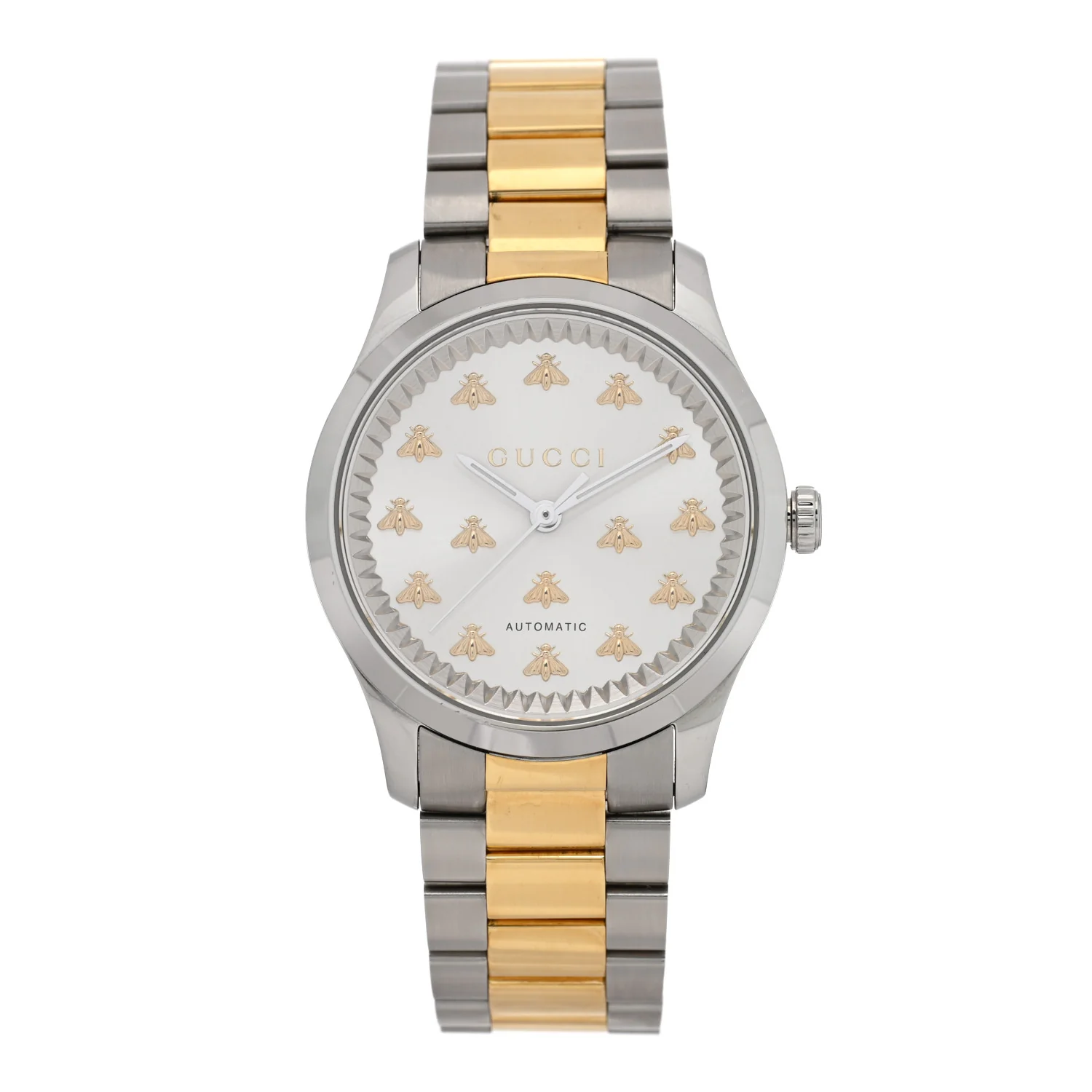 Stainless Steel 38mm G-Timeless Two Tone Bee Automatic Watch Silver