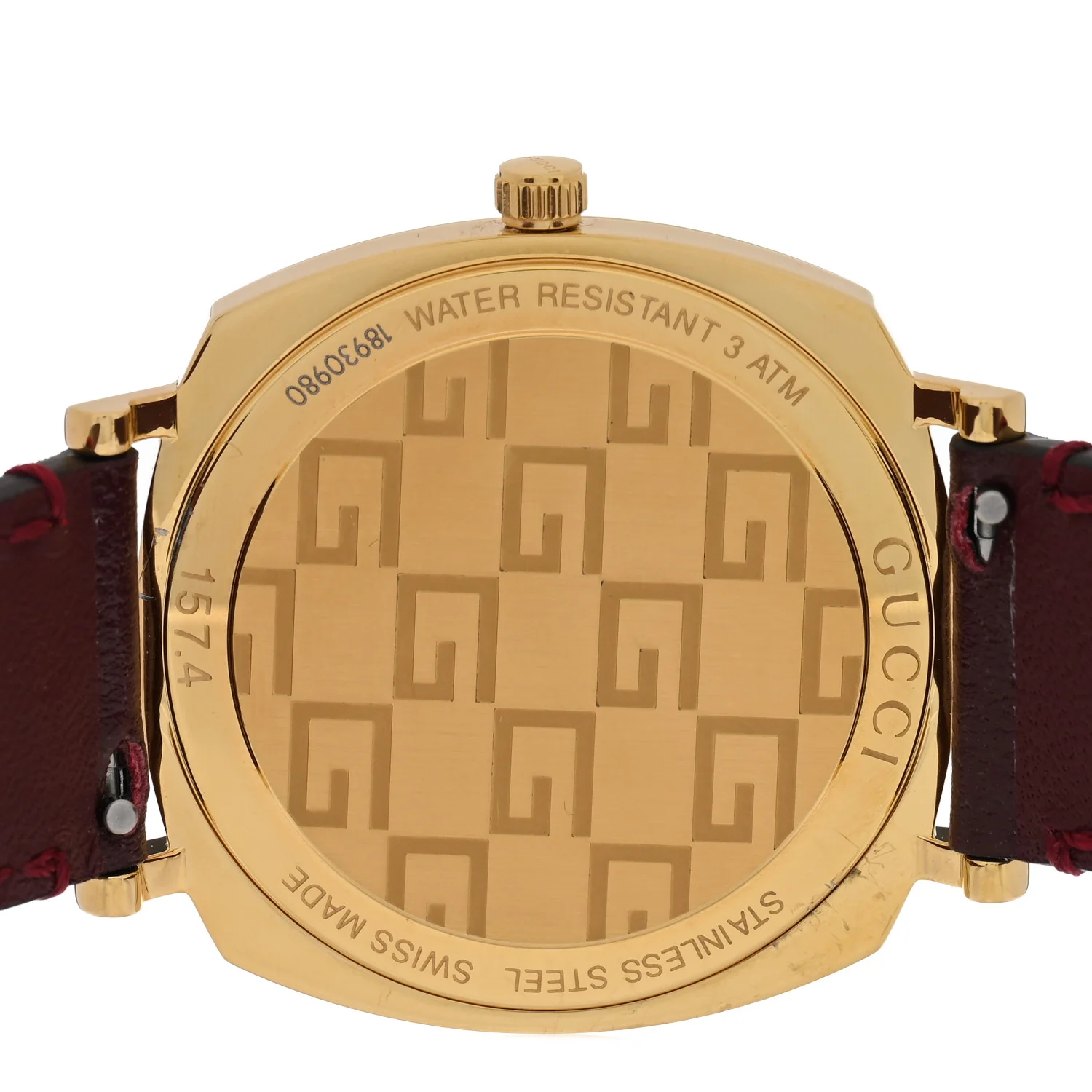 Stainless Steel Calfskin 35mm Grip Quartz Watch Burgundy - Image 4