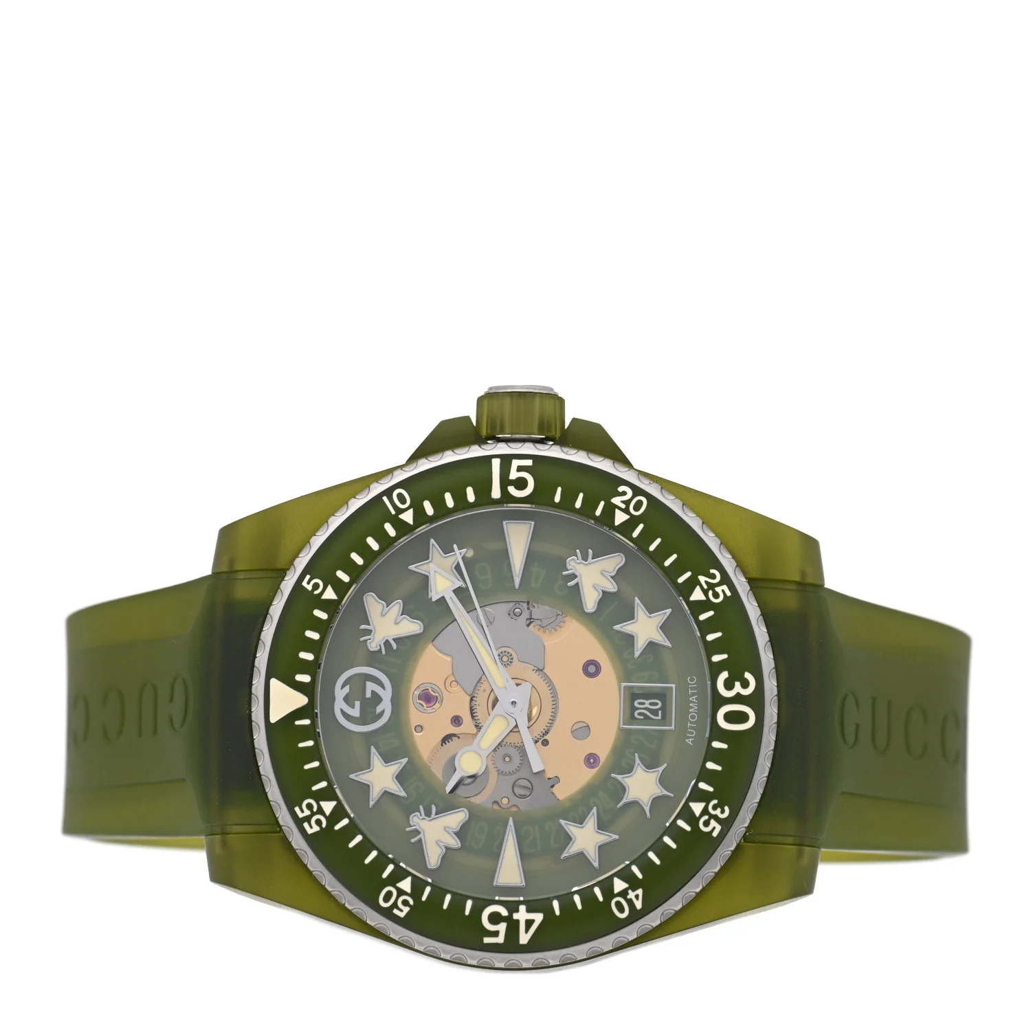 Stainless Steel Rubber 40mm Dive Quartz Watch Green - Image 2