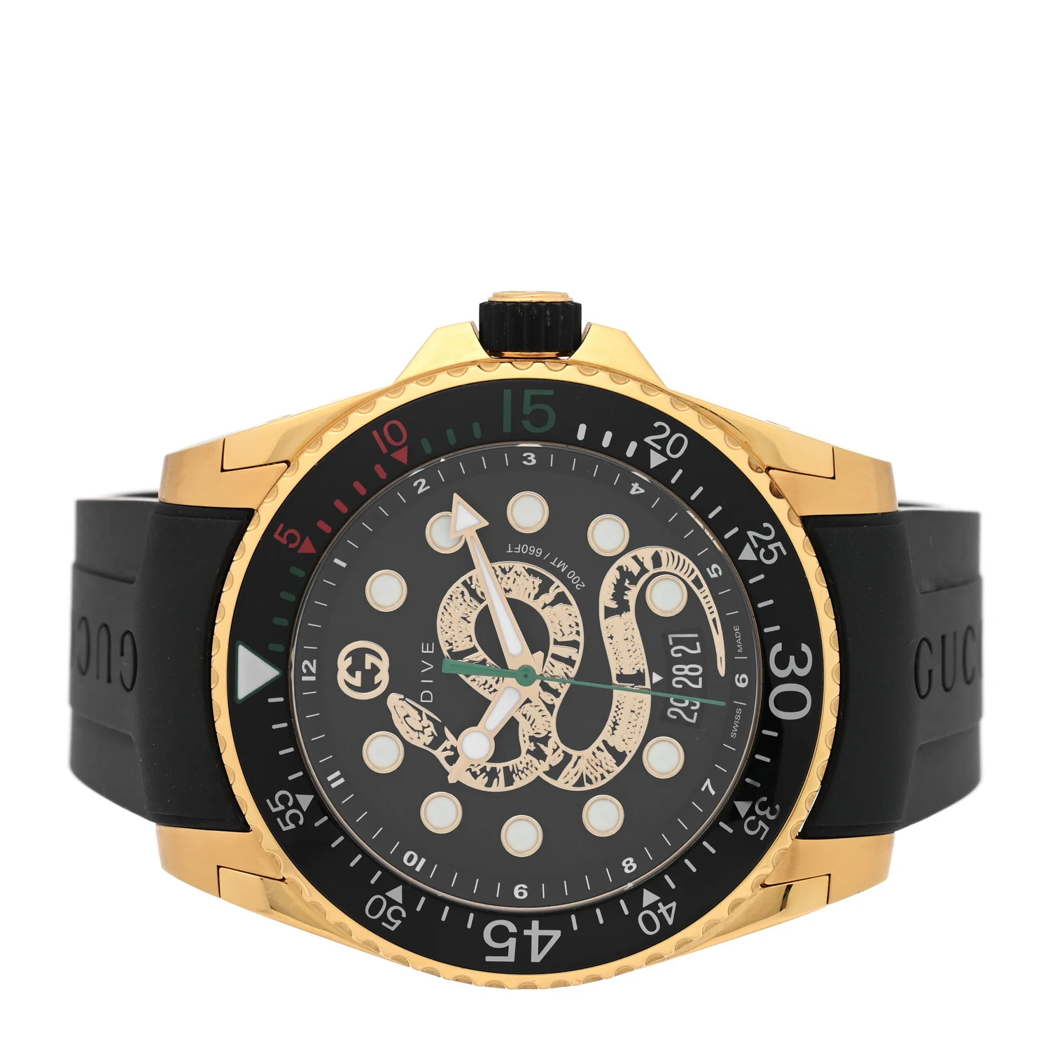 Stainless Steel Rubber 45mm Dive Snake Quartz Watch Black - Image 2