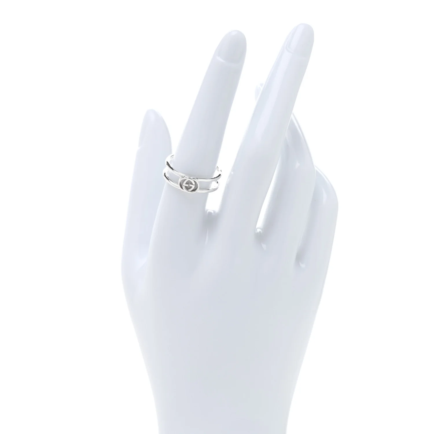 Sterling Silver 6mm Interlocking G Open Band Ring 56 7.5 - Image 2
