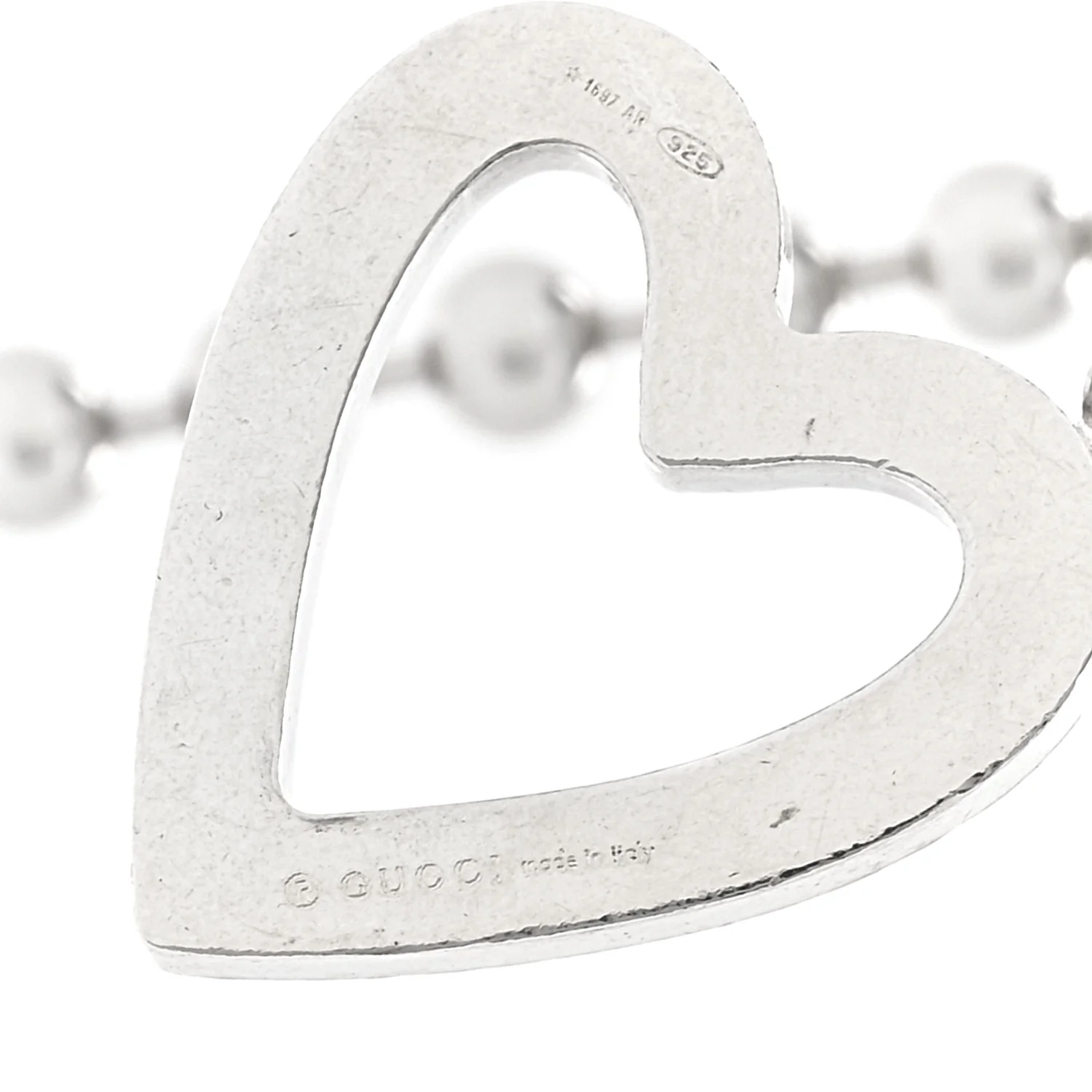 Sterling Silver Bead Heart Toggle Necklace - Image 5