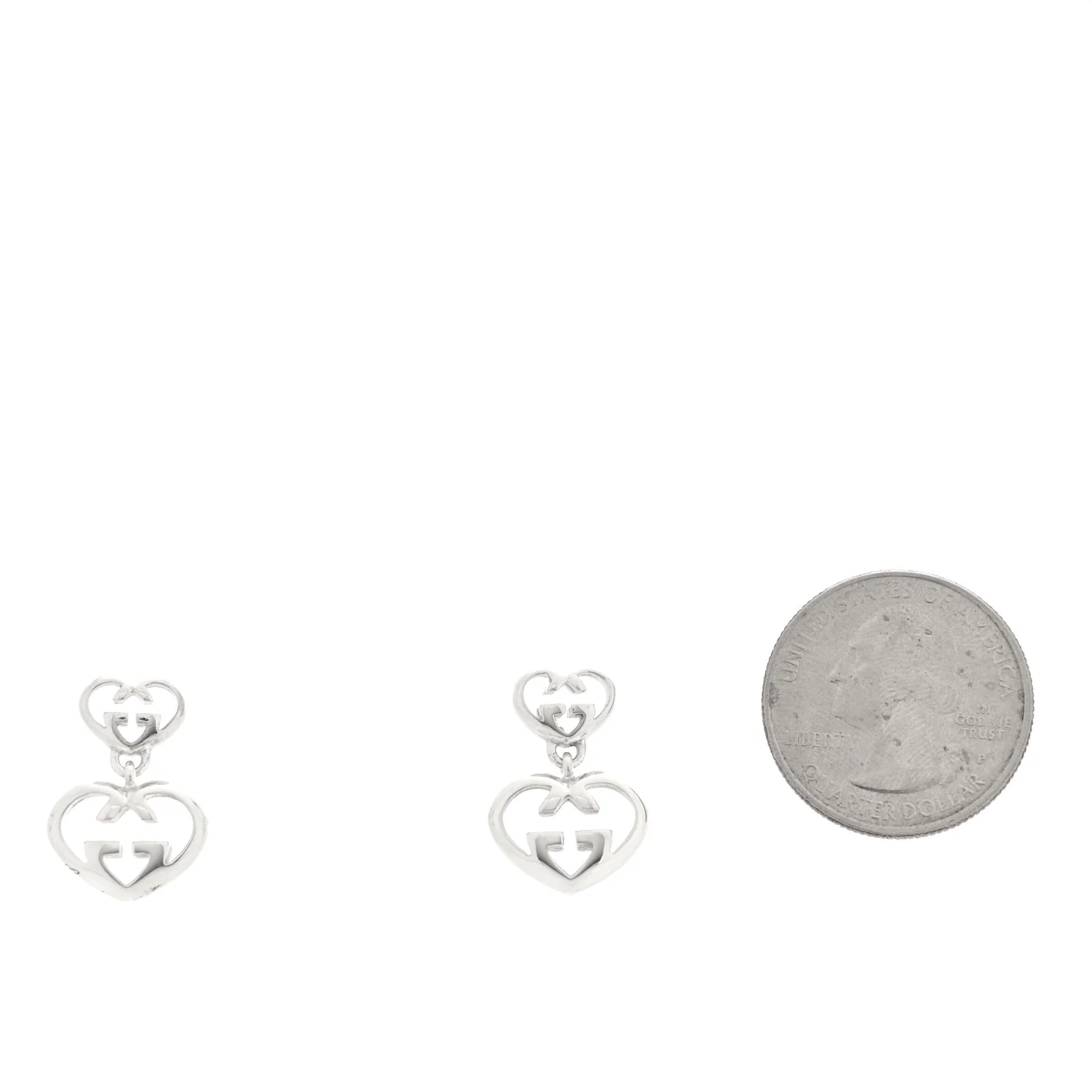 Sterling Silver Britt Double Heart Drop Earrings - Image 2