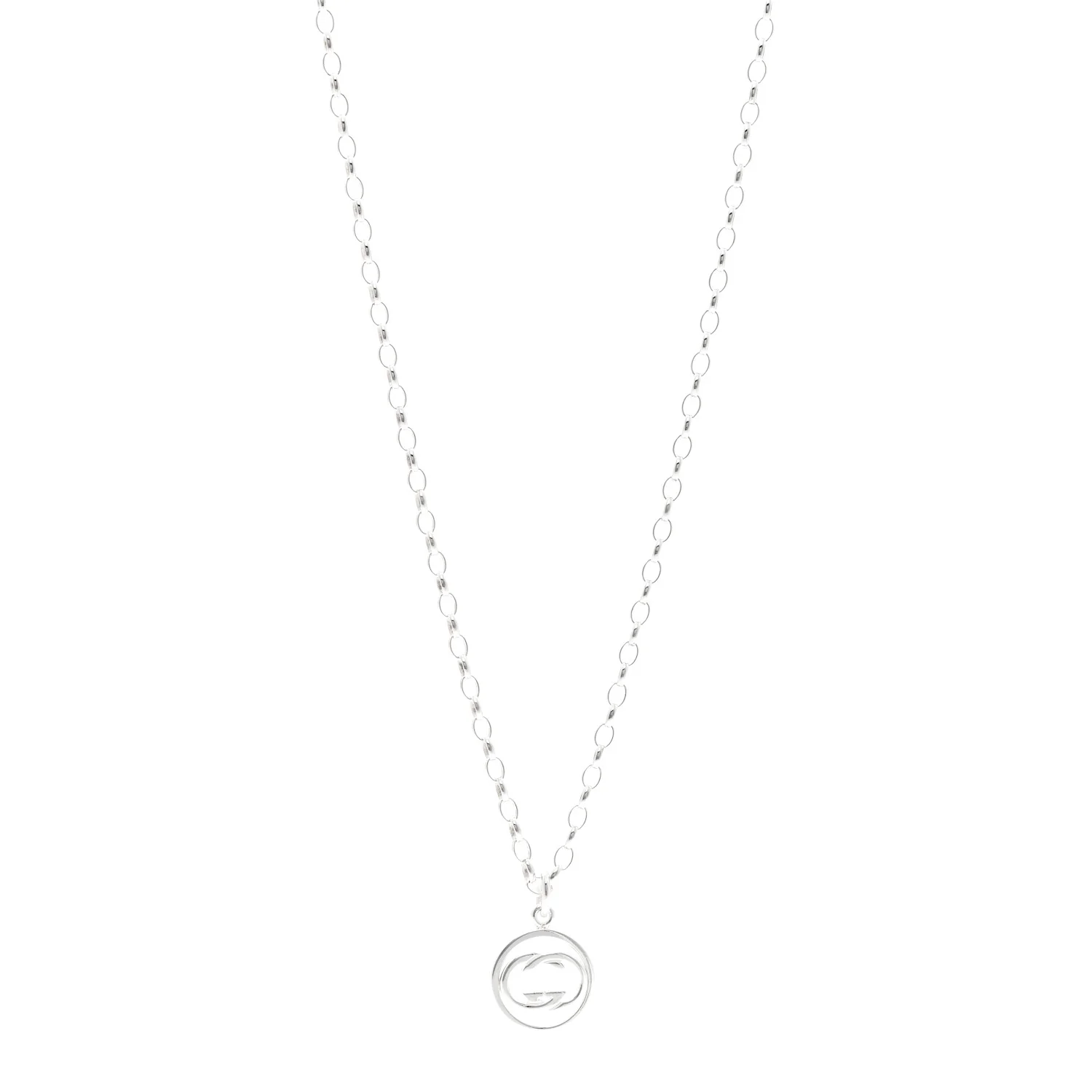 Sterling Silver Interlocking Circle GG Pendant Necklace