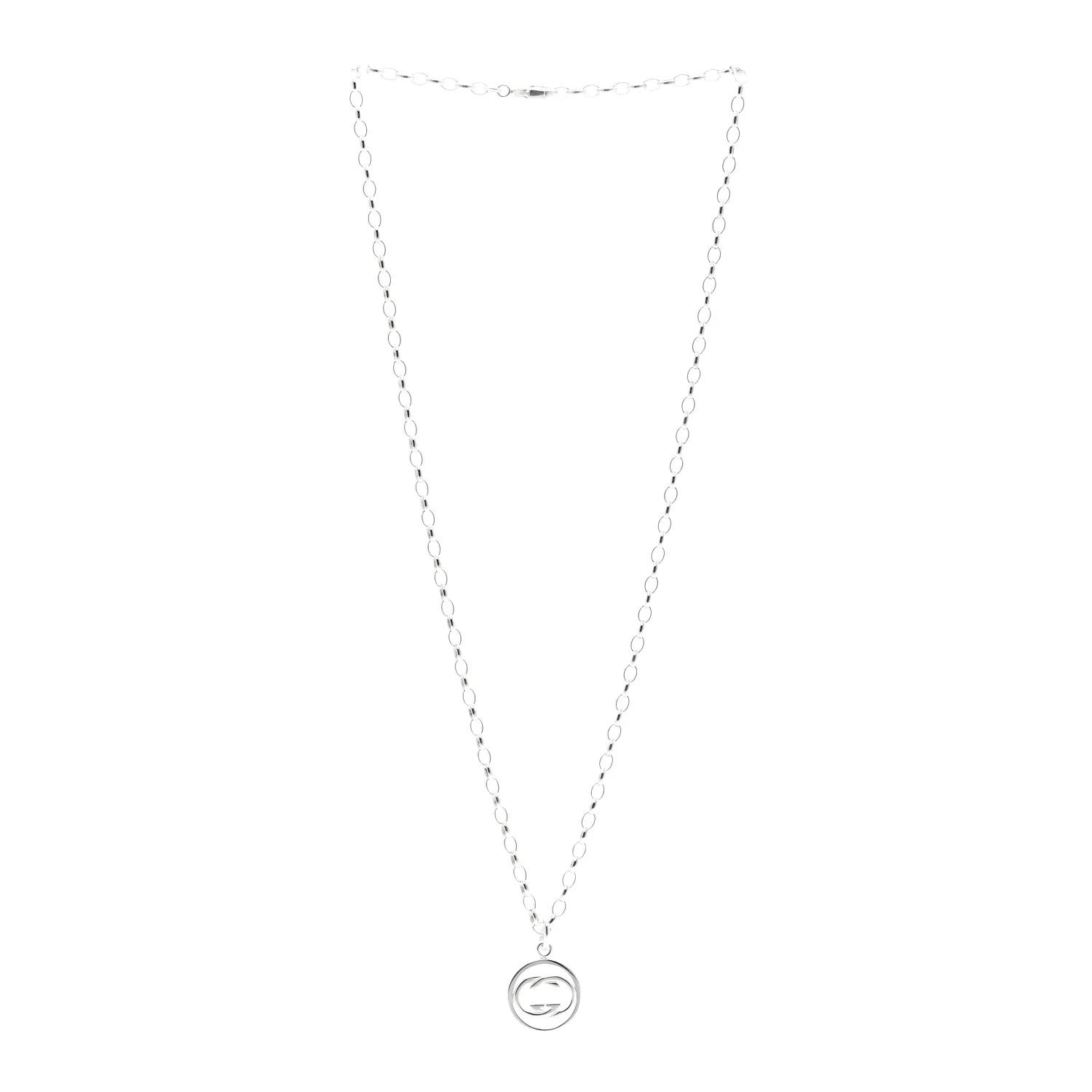 Sterling Silver Interlocking Circle GG Pendant Necklace - Image 3