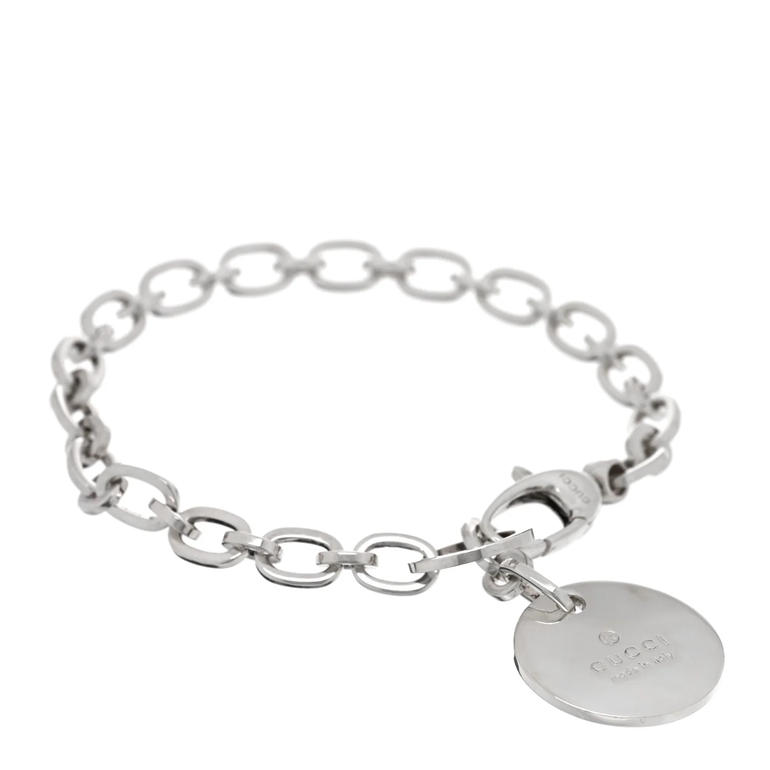 Sterling Silver Link Round Charm Bracelet