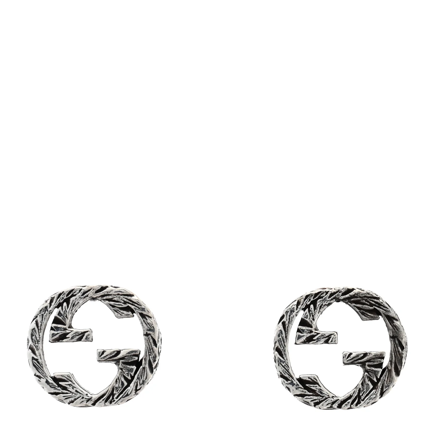 Sterling Silver Textured Interlocking G Stud Earrings