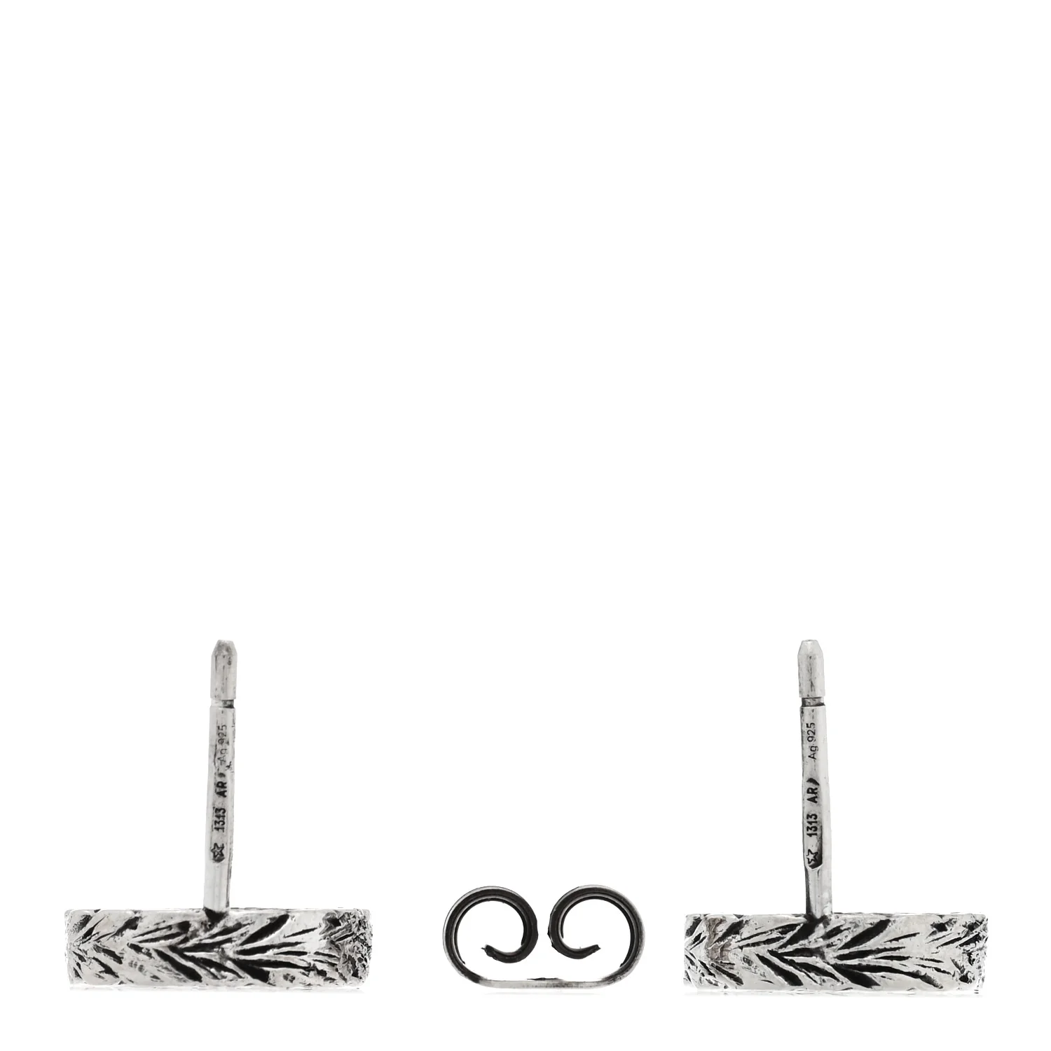 Sterling Silver Textured Interlocking G Stud Earrings - Image 3