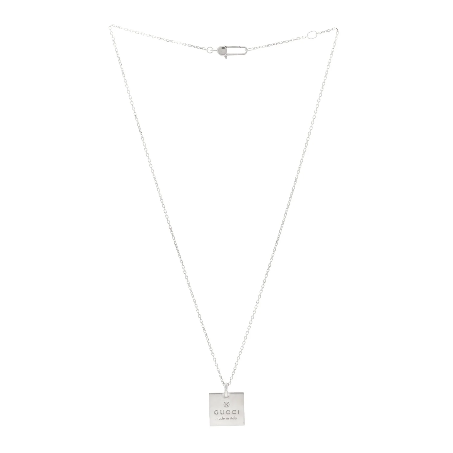 Sterling Silver Trademark Logo Square Pendant Necklace - Image 3