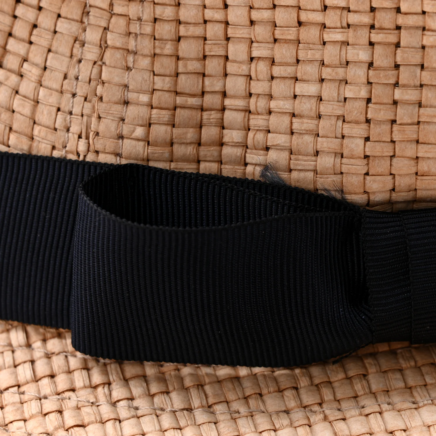 Straw Grosgrain Wide Brim Hat L Black - Image 10