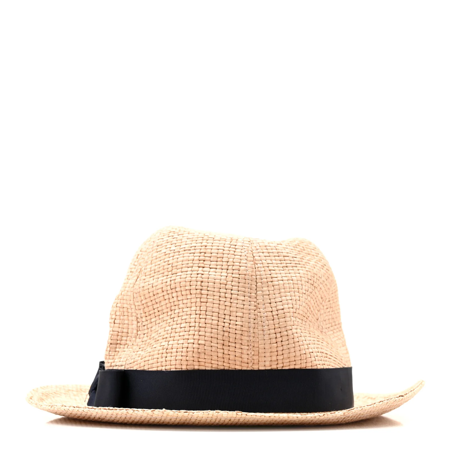 Straw Grosgrain Wide Brim Hat L Black - Image 3