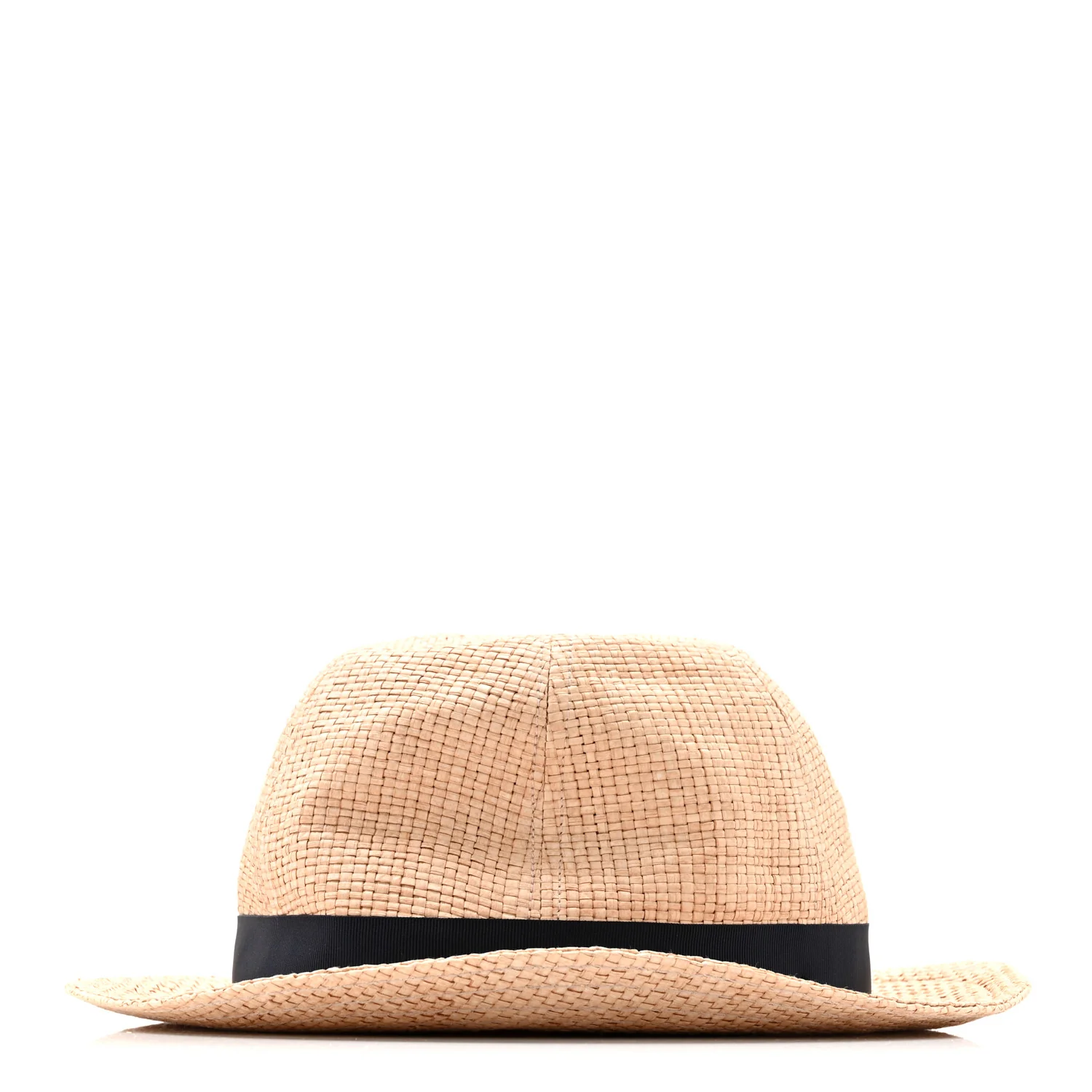 Straw Grosgrain Wide Brim Hat L Black - Image 4