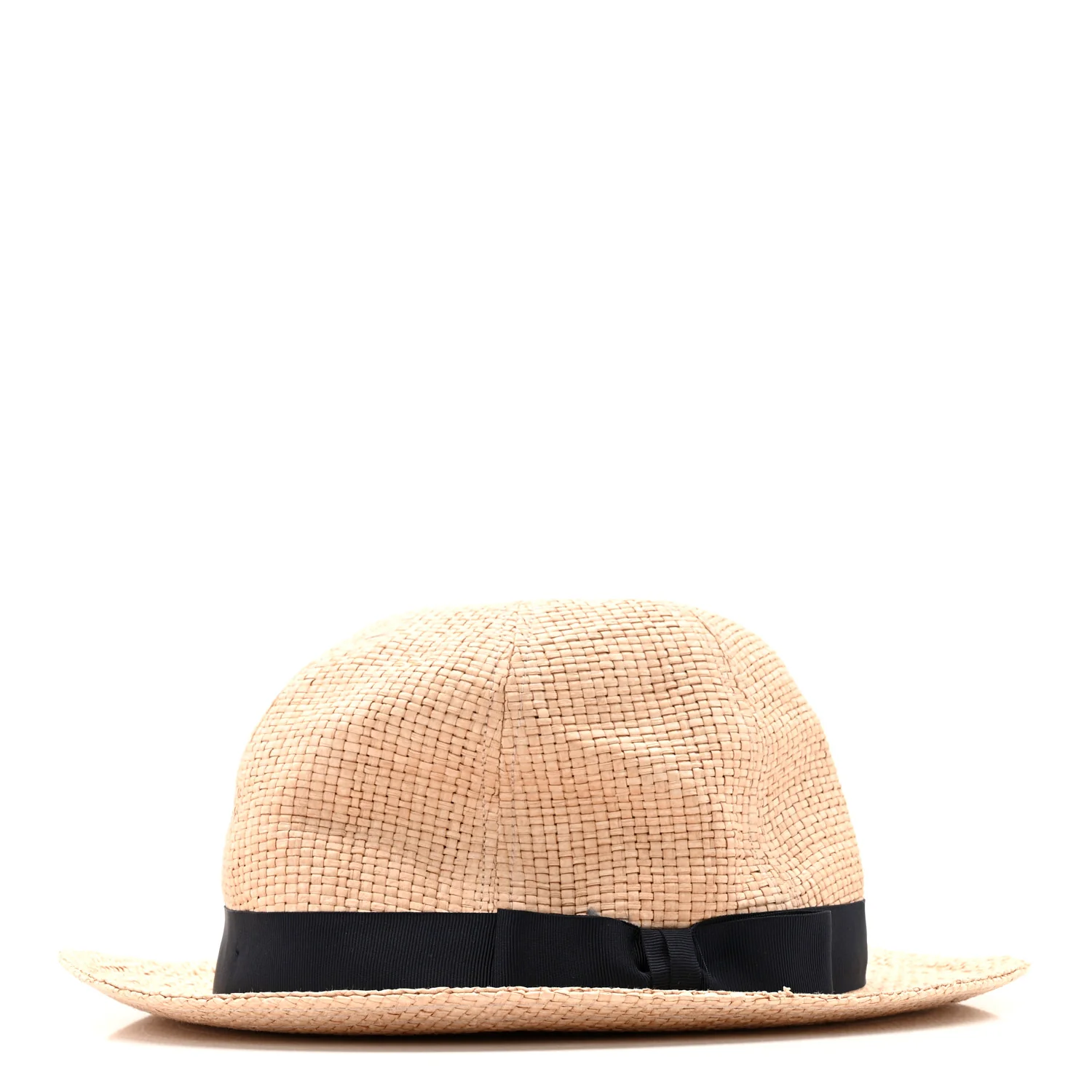 Straw Grosgrain Wide Brim Hat L Black - Image 5