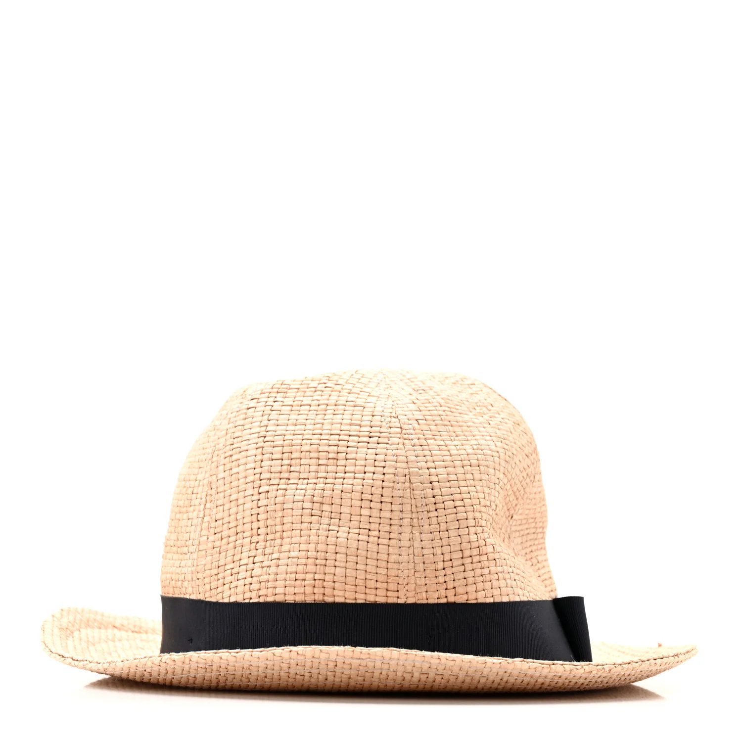 Straw Grosgrain Wide Brim Hat L Black - Image 6