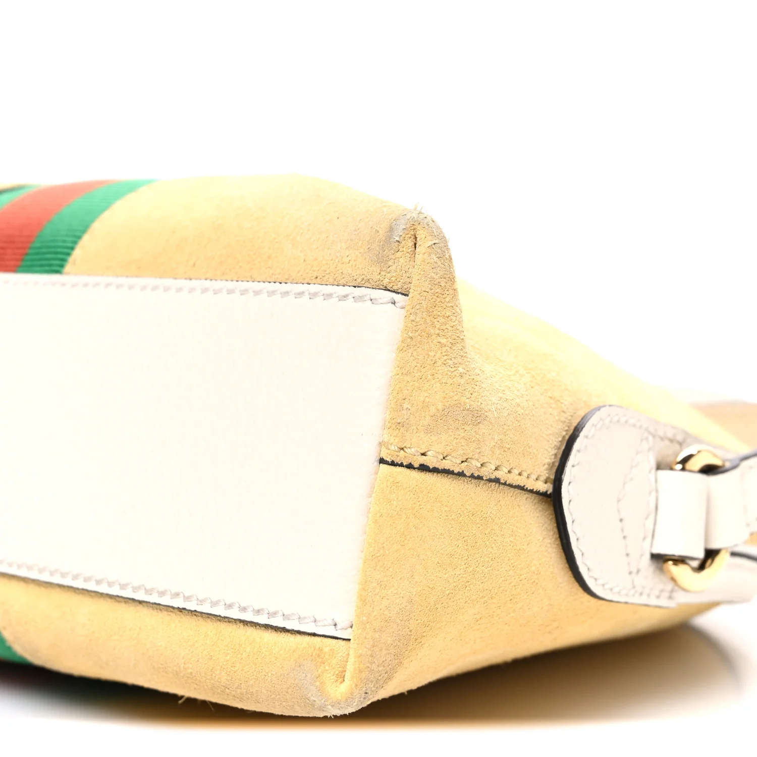 Suede Calfskin GG Web Small Ophidia Dome Shoulder Bag Burro New Mystic White - Image 10