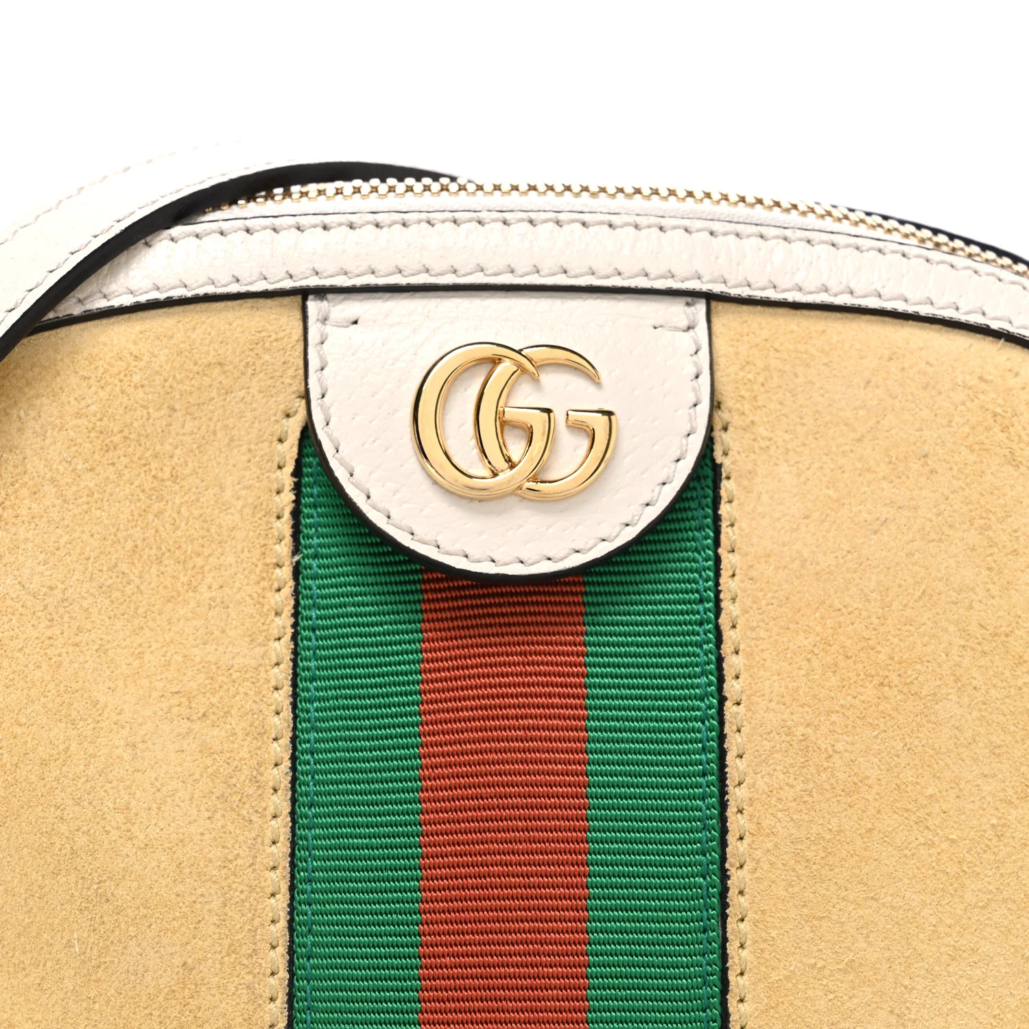 Suede Calfskin GG Web Small Ophidia Dome Shoulder Bag Burro New Mystic White - Image 8