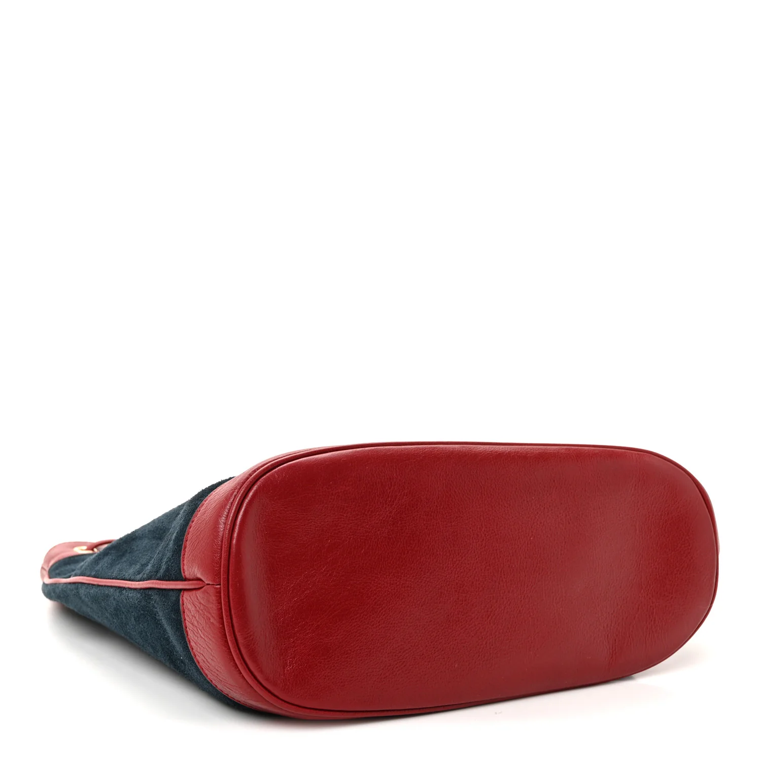 Suede Calfskin Web Medium Rajah Bucket Bag New Blue Romantic Cherry - Image 4
