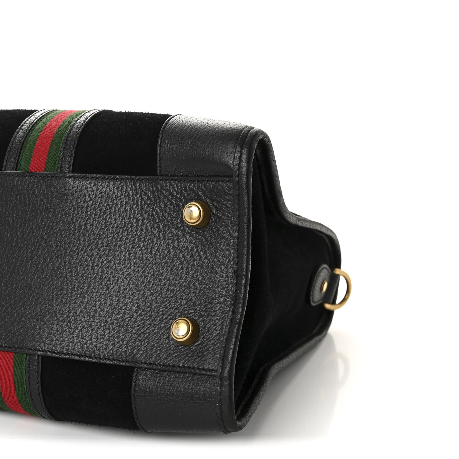 Suede Daino Textured Dollar Calfskin Web Medium Duffle Bag Black - Image 10
