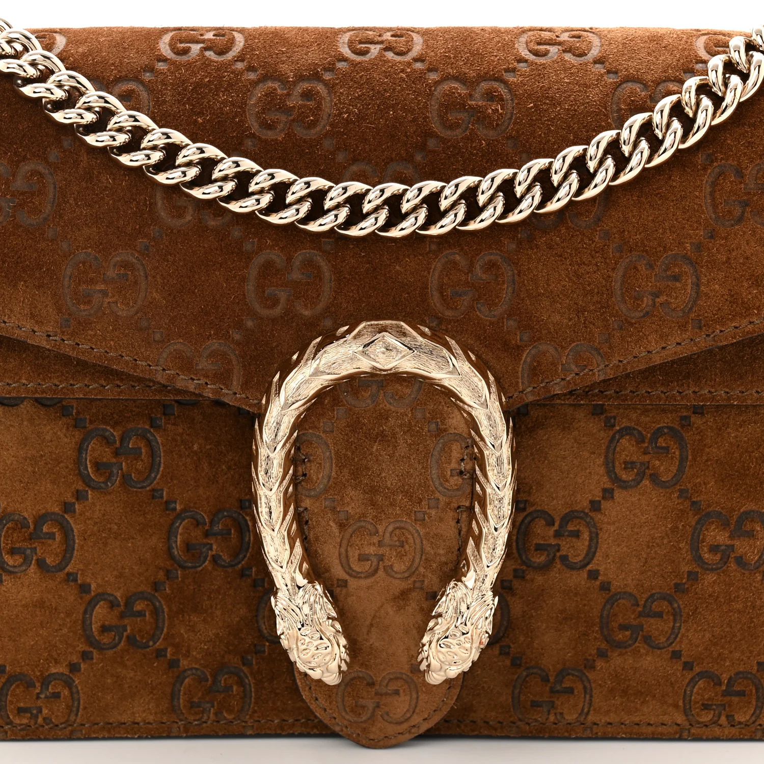Suede Jumbo GG Debossed Small Dionysus Shoulder Bag Brown - Image 8
