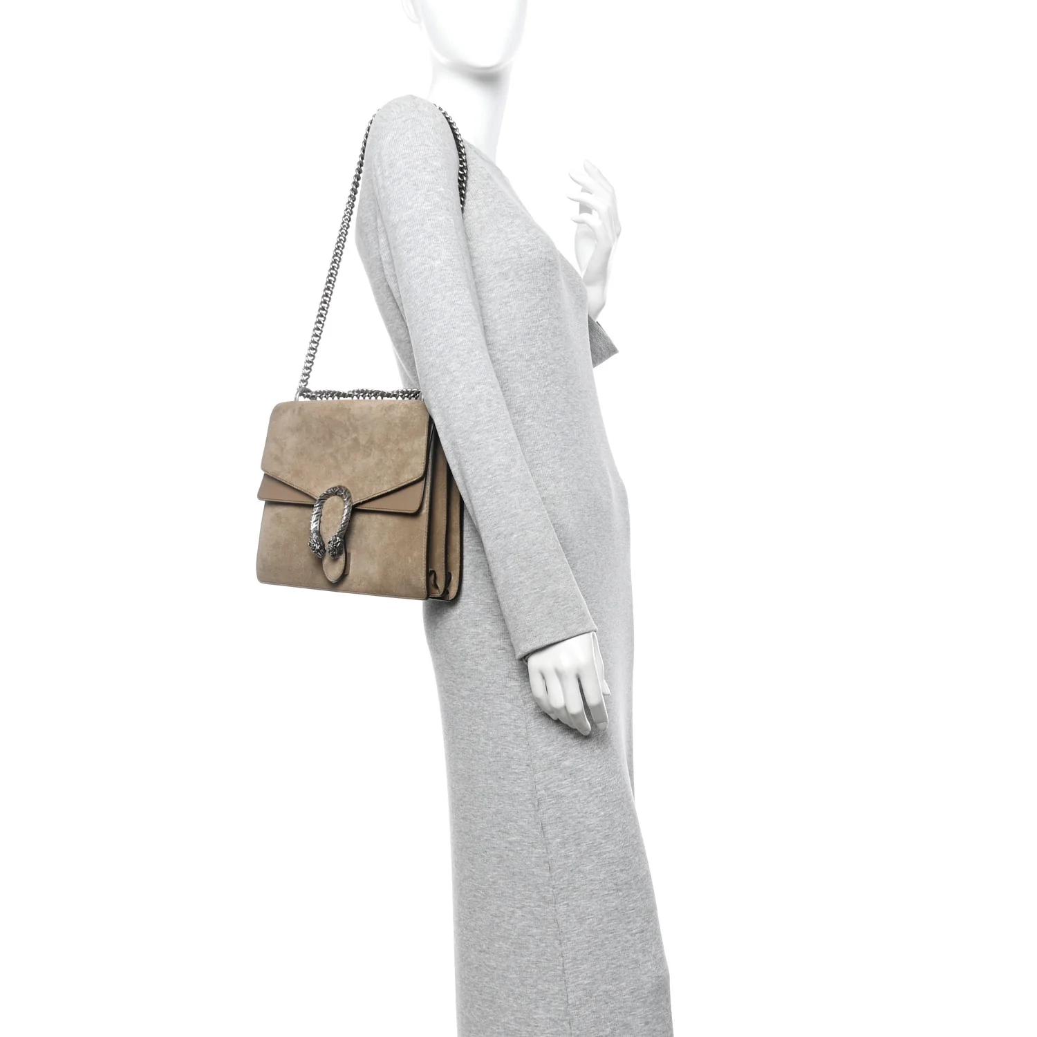 Suede Medium Dionysus Shoulder Bag Taupe - Image 2