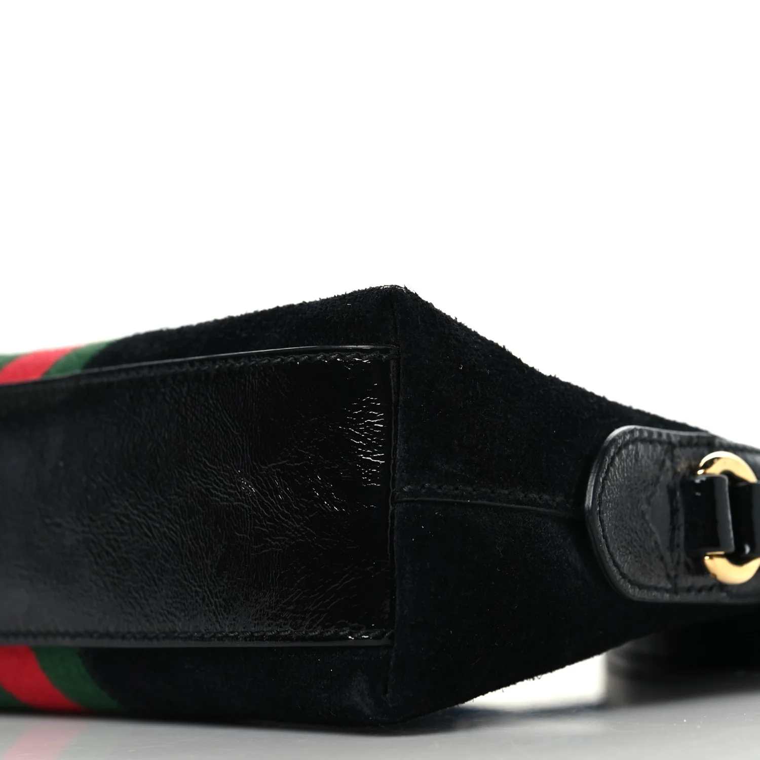 Suede Patent Web GG Small Ophidia Dome Shoulder Bag Black - Image 10