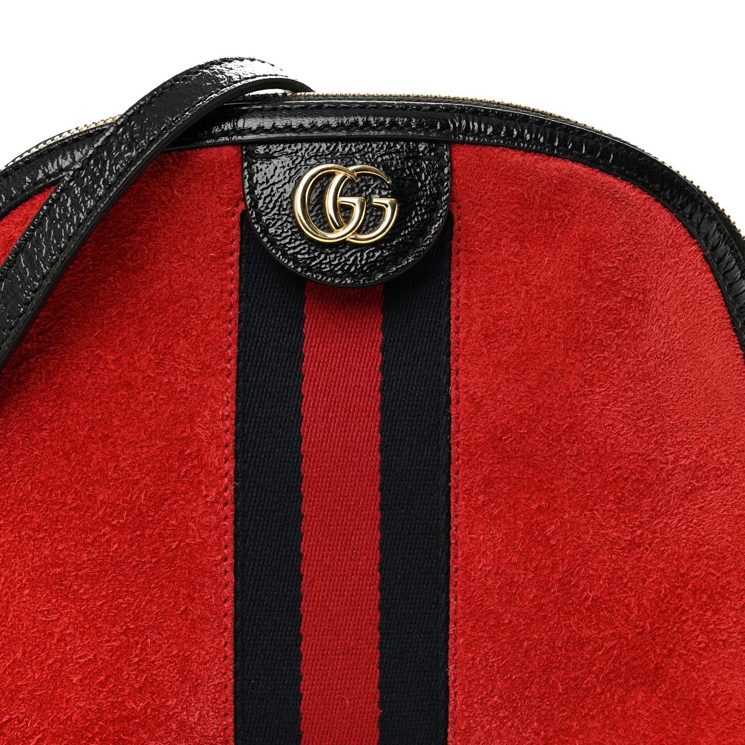 Suede Patent Web GG Small Ophidia Dome Shoulder Bag Hibiscus Red - Image 8