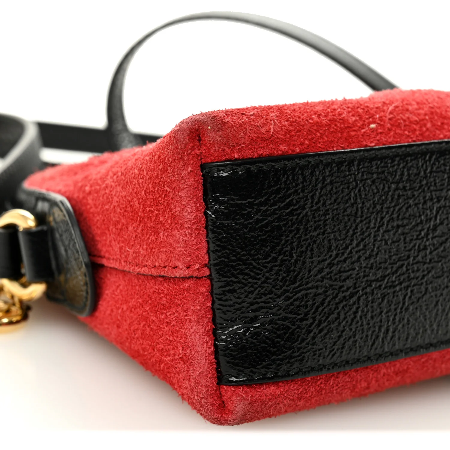 Suede Patent Web GG Small Ophidia Dome Shoulder Bag Hibiscus Red - Image 9