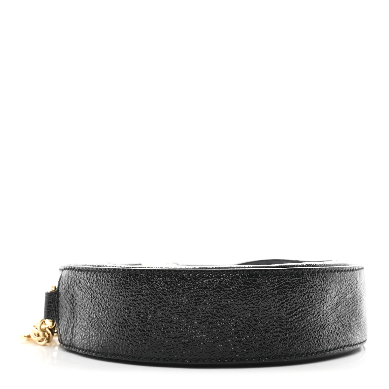 Suede Patent Web Mini Ophidia Round Shoulder Bag Black - Image 4