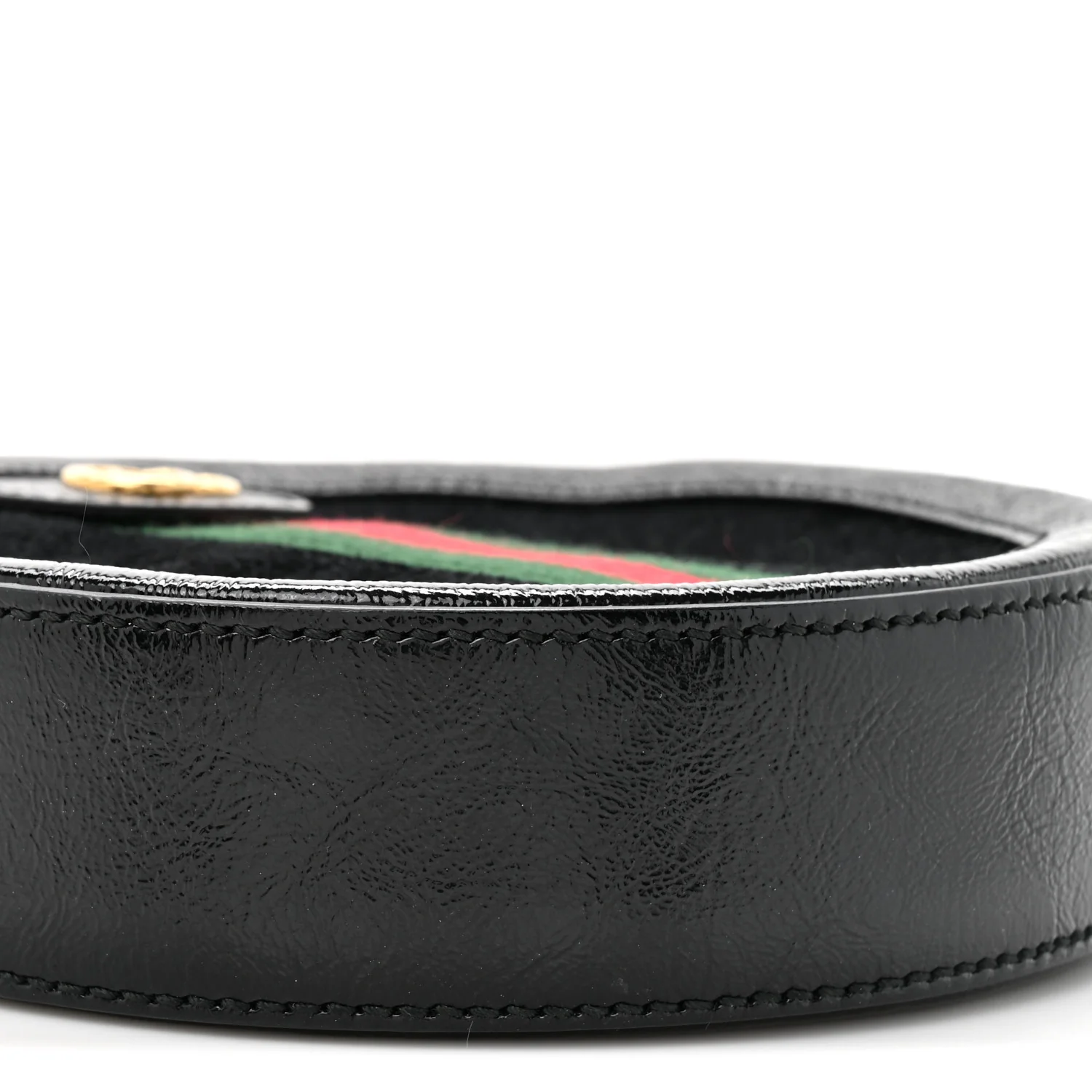 Suede Patent Web Mini Ophidia Round Shoulder Bag Black - Image 10