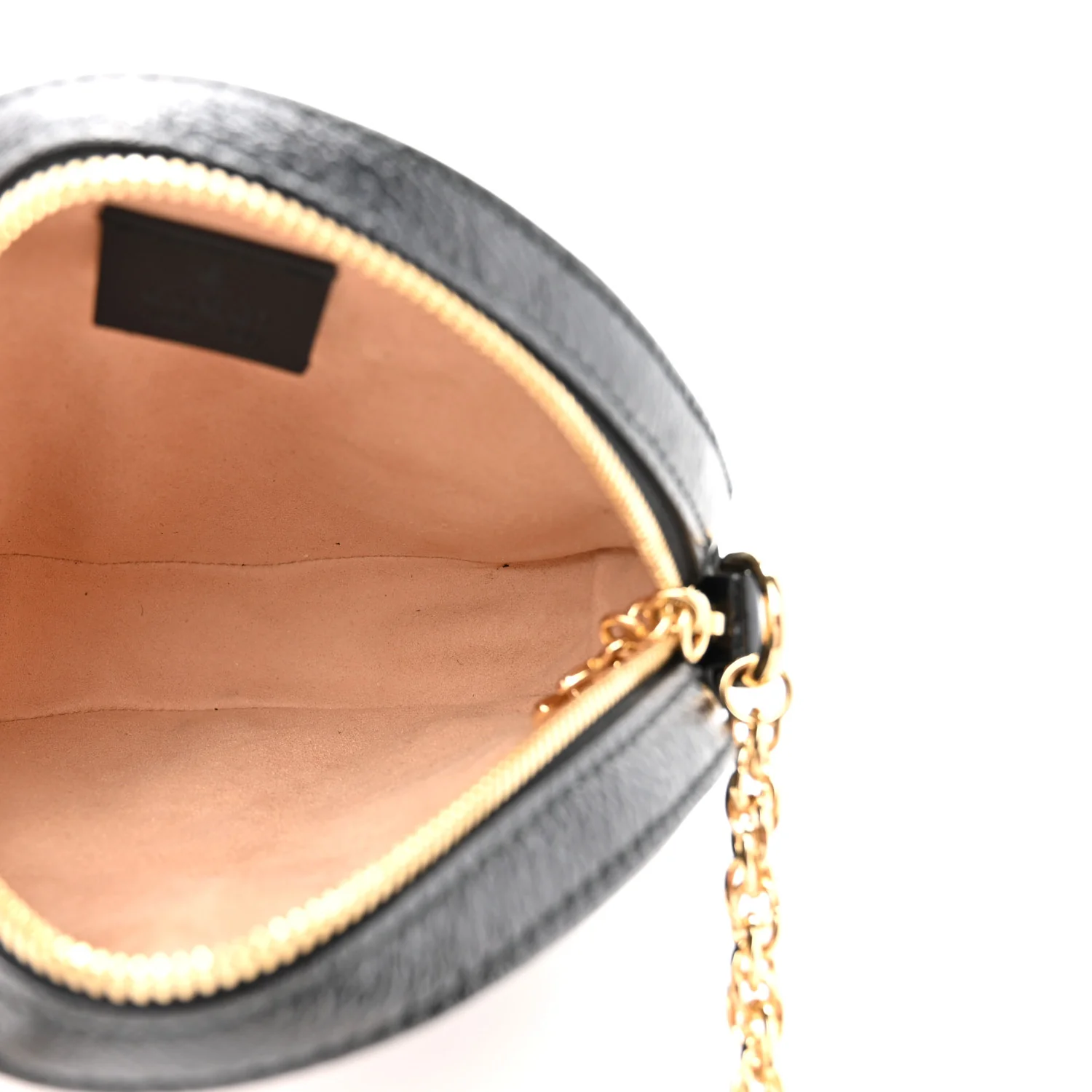 Suede Patent Web Mini Ophidia Round Shoulder Bag Black - Image 5