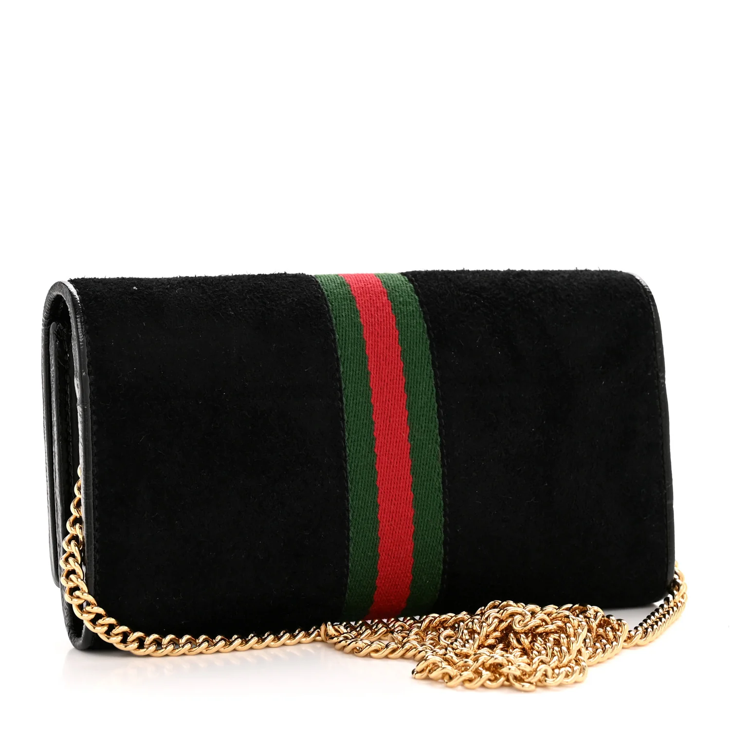 Suede Patent Web Ophidia Wallet On Chain Black - Image 3