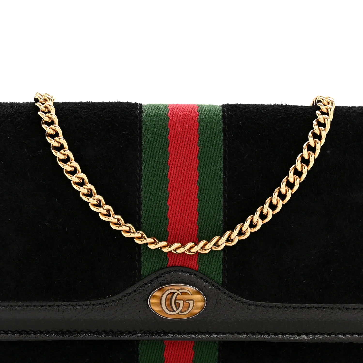 Suede Patent Web Ophidia Wallet On Chain Black - Image 8