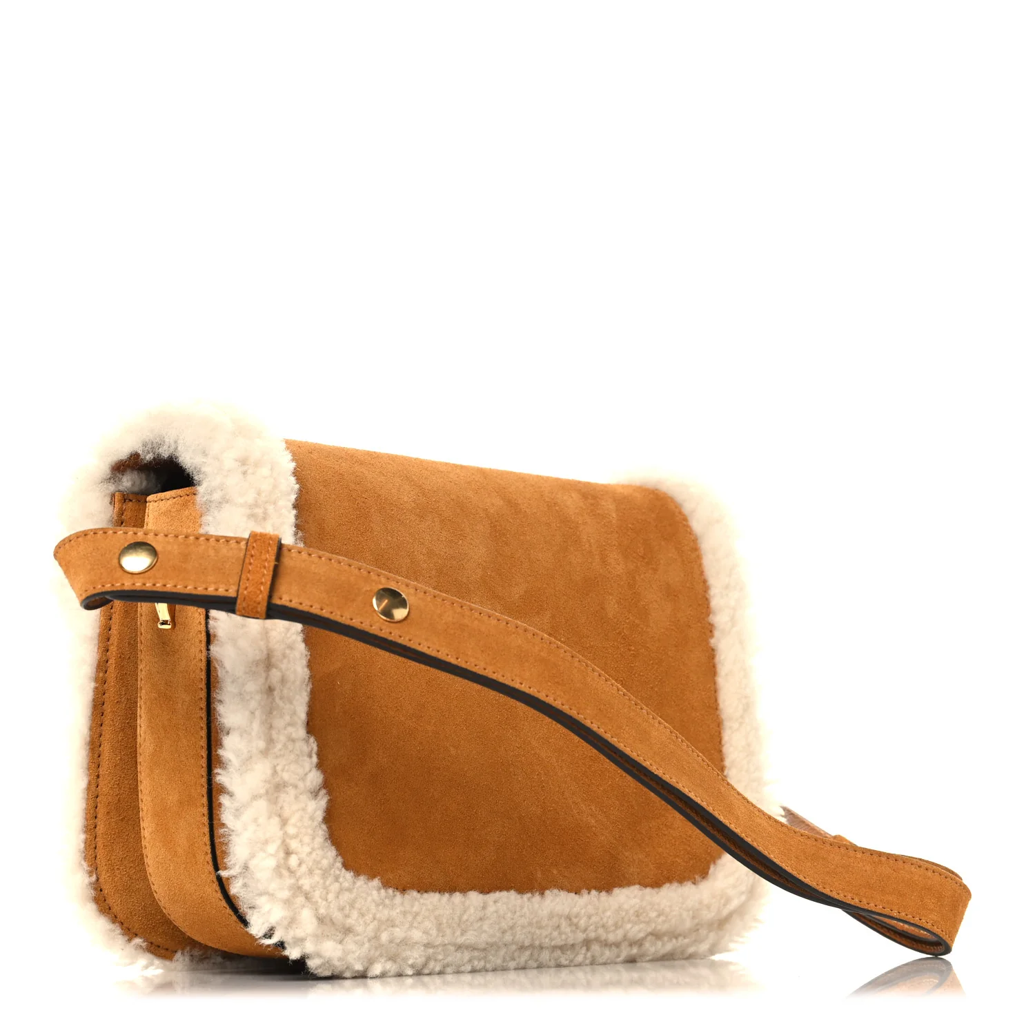 Suede Shearling Horsebit 1955 Shoulder Bag Brown - Image 3