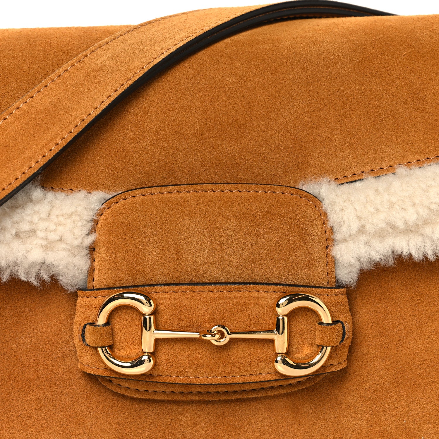 Suede Shearling Horsebit 1955 Shoulder Bag Brown - Image 8