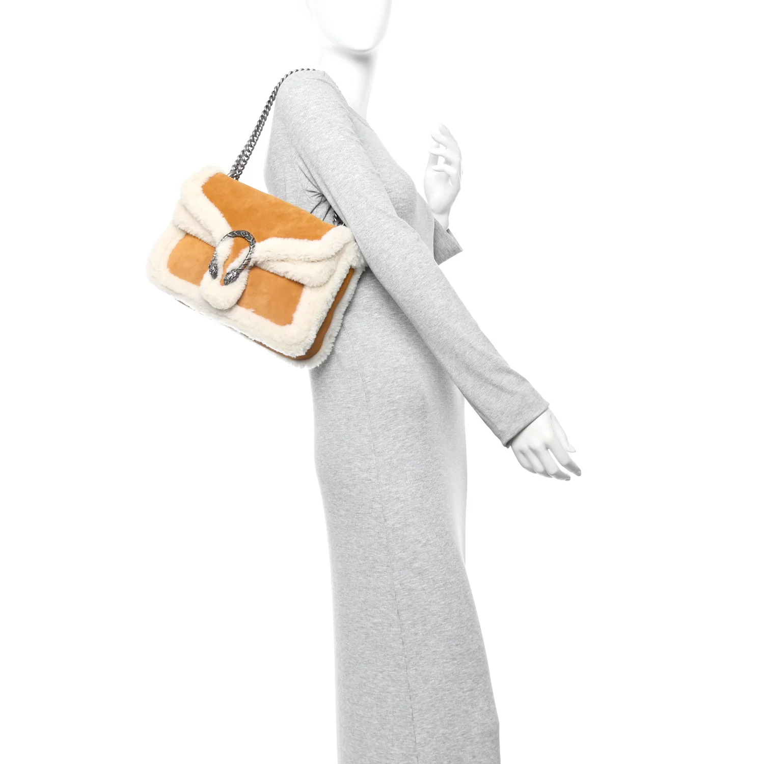 Suede Shearling Small Dionysus Bag Honey Beige Milk - Image 2