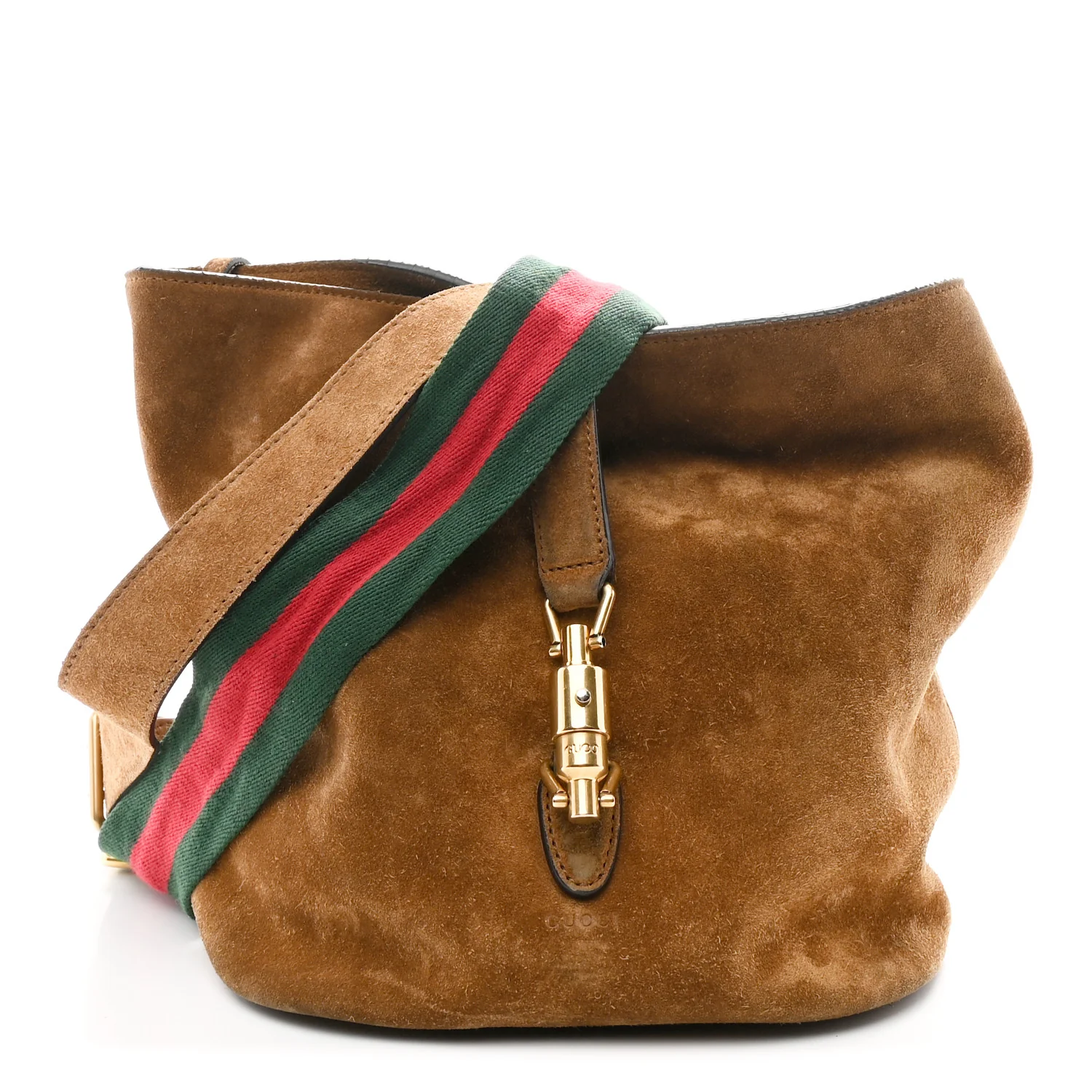 Suede Web Small Jackie Bucket Bag Brown
