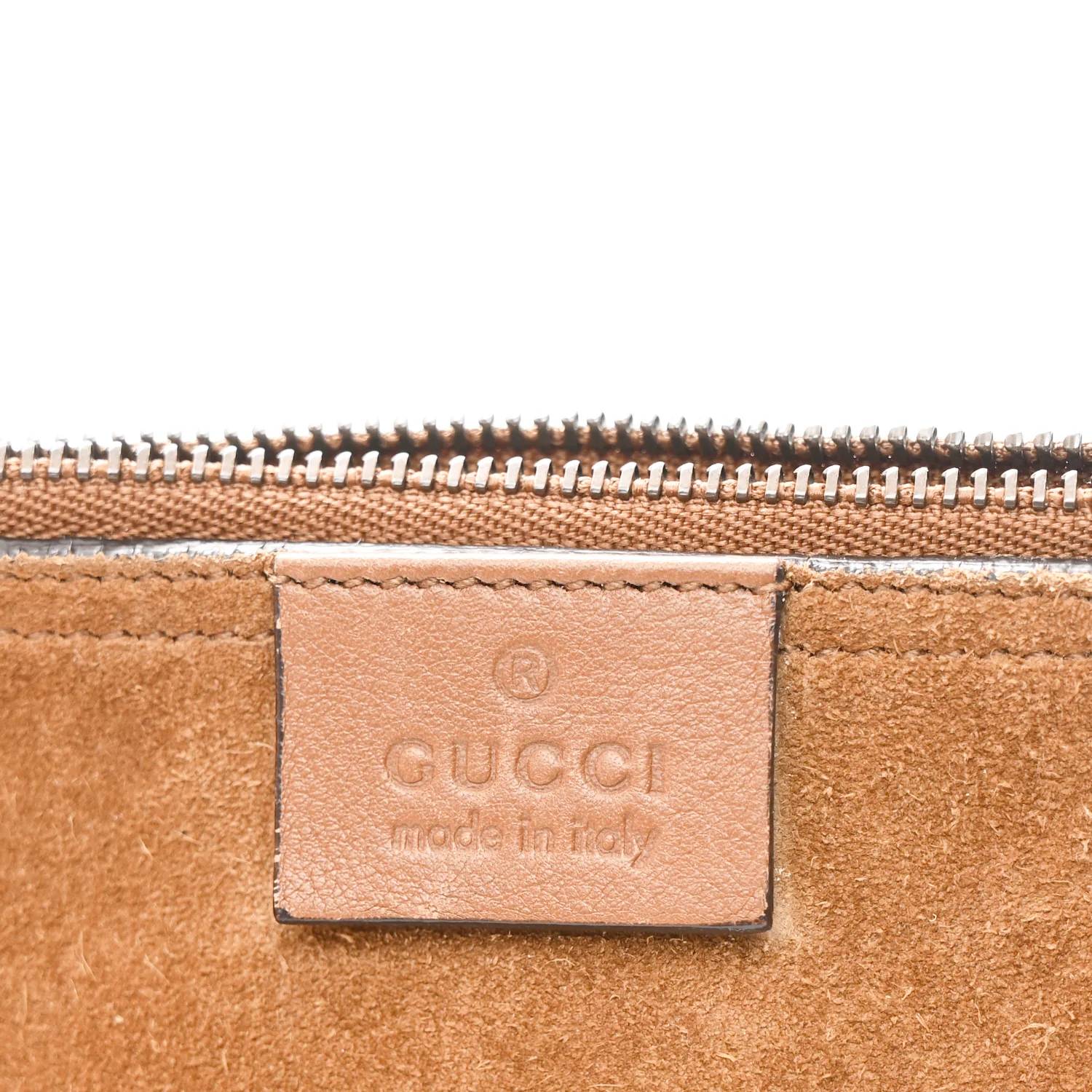 Suede Web Small Jackie Bucket Bag Brown - Image 7