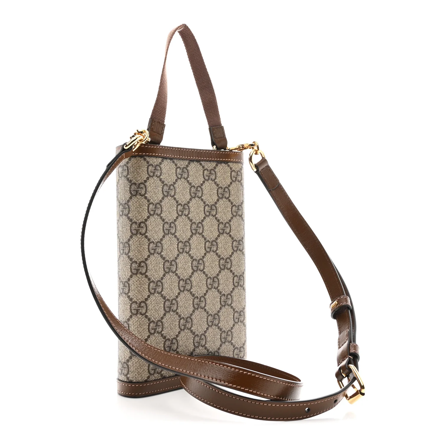 Supreme Monogram Textured Calfskin Retro Interlocking G Medium Wallet On Strap Beige Ebony Brown Sugar - Image 3