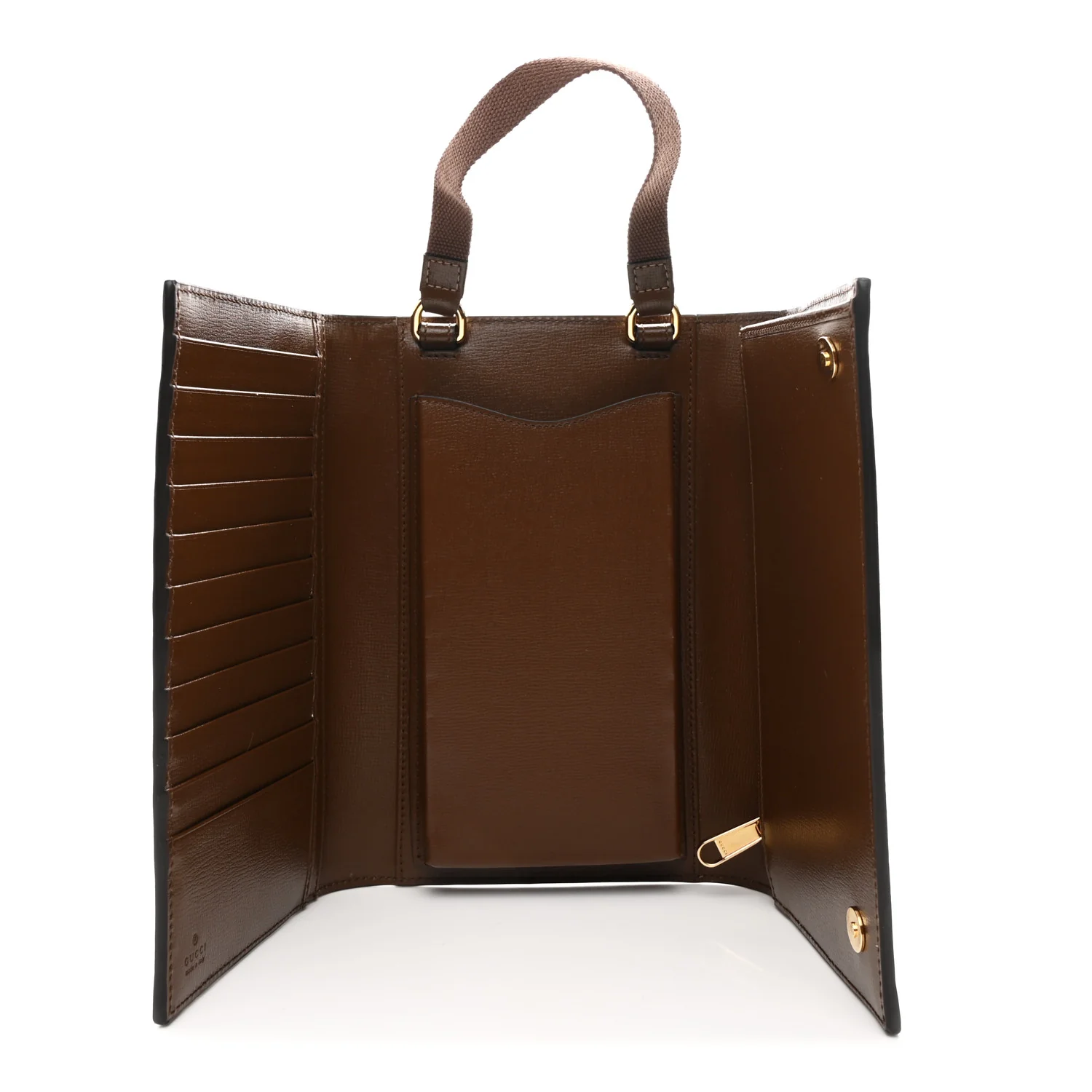 Supreme Monogram Textured Calfskin Retro Interlocking G Medium Wallet On Strap Beige Ebony Brown Sugar - Image 5