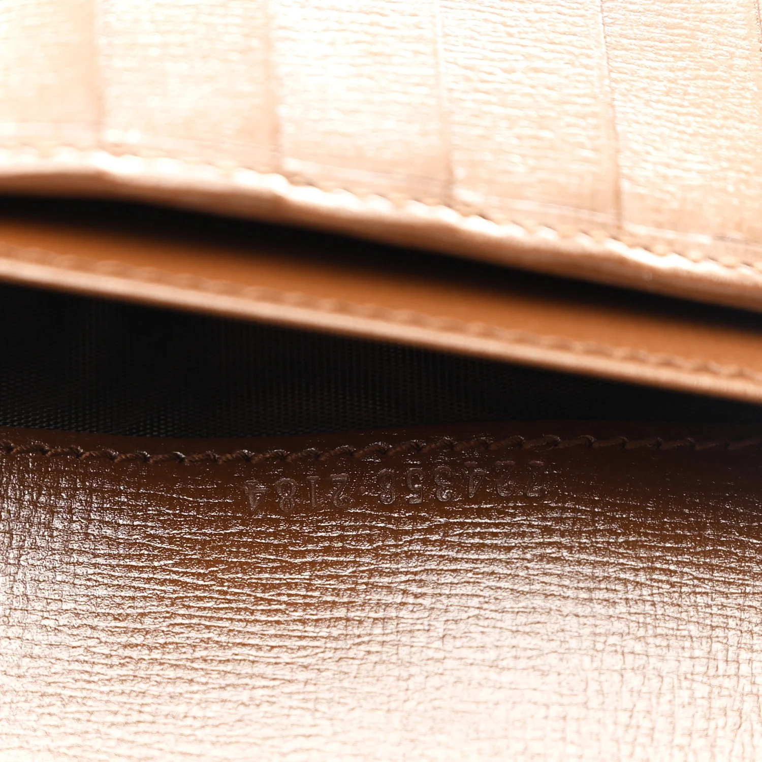 Supreme Monogram Textured Calfskin Retro Interlocking G Medium Wallet On Strap Beige Ebony Brown Sugar - Image 7