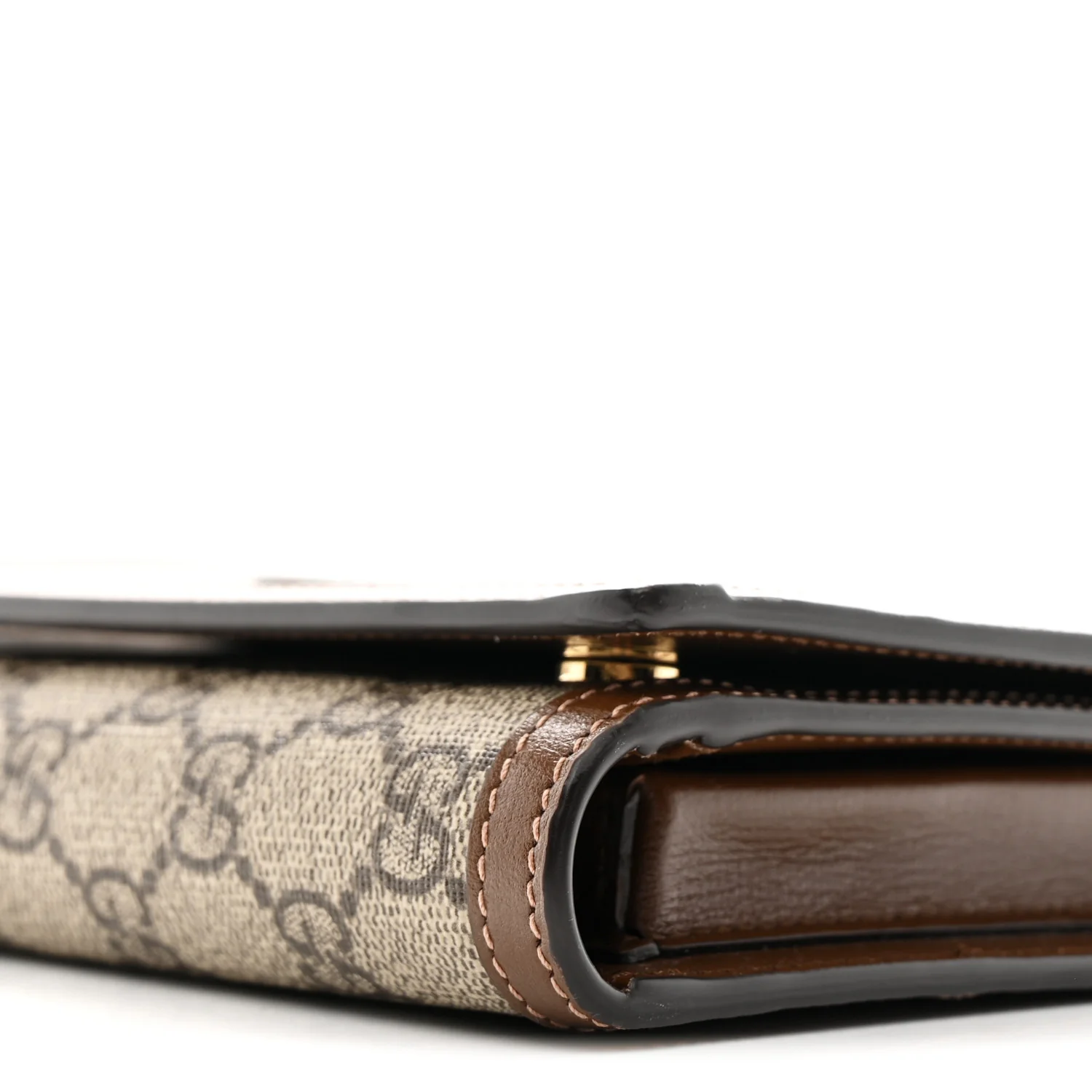 Supreme Monogram Textured Calfskin Retro Interlocking G Medium Wallet On Strap Beige Ebony Brown Sugar - Image 9