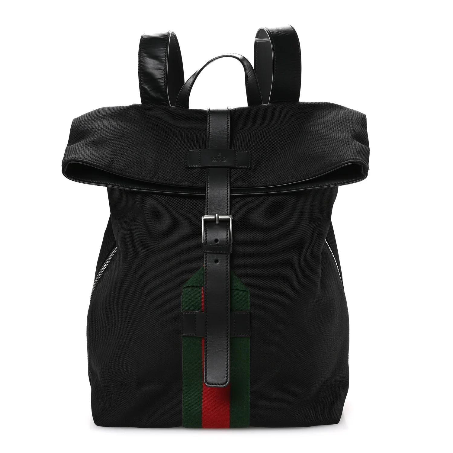 Techno Canvas Web Single Buckle Backpack Black