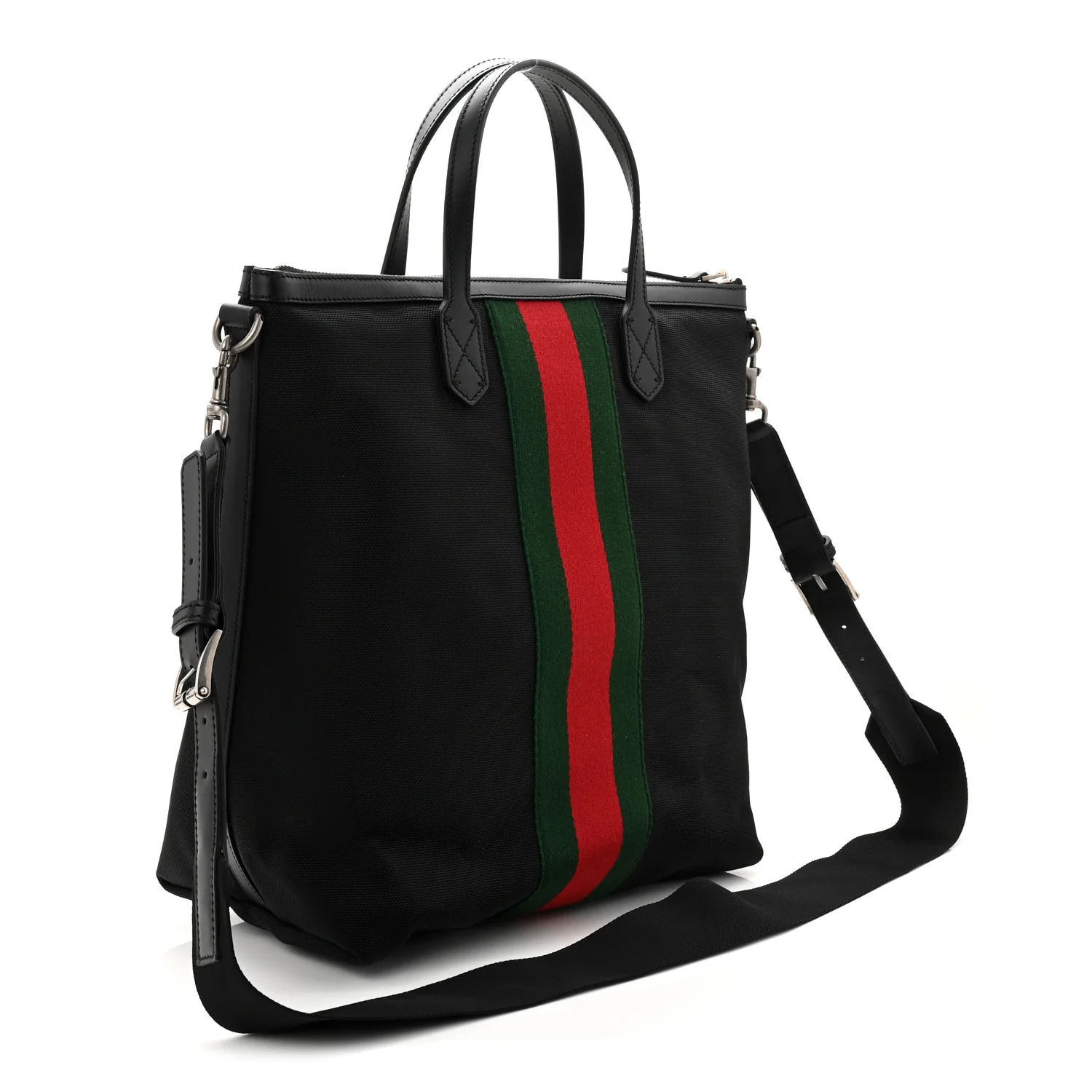 Techno Canvas Web Top Handle Shoulder Bag Black - Image 4