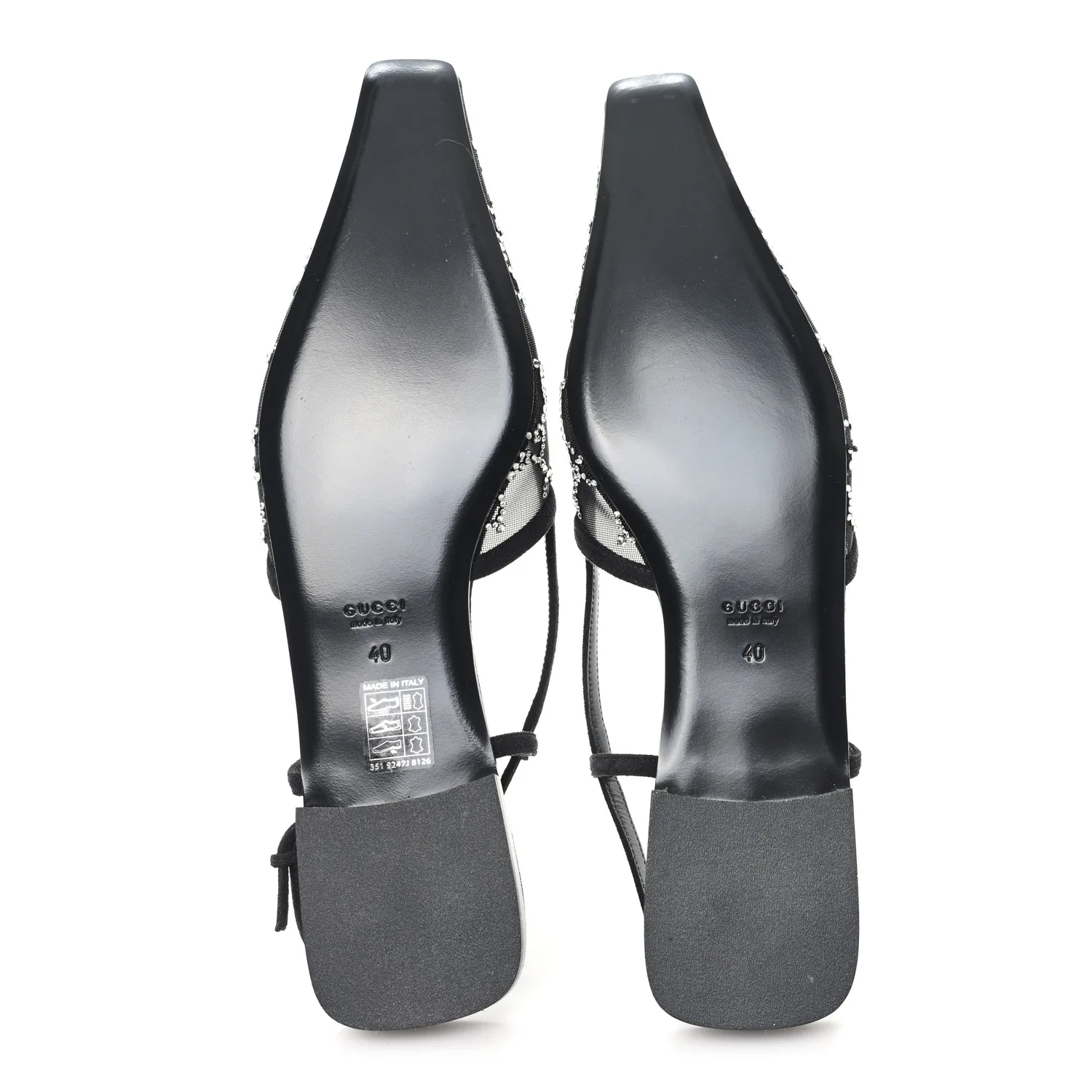 Tela Retino Kid Scamosciato Crystal GG Monogram Square Demi Ballet Flats 40 Black - Image 6