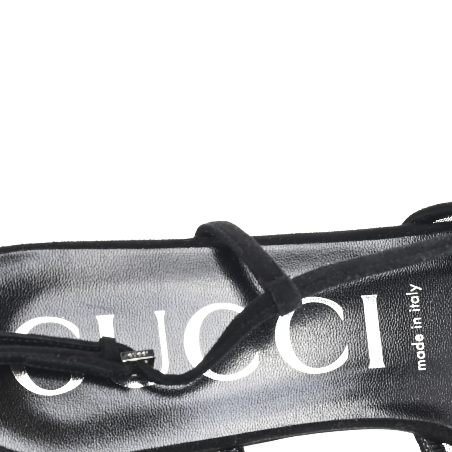 Tela Retino Kid Scamosciato Crystal GG Monogram Square Demi Ballet Flats 40 Black - Image 8