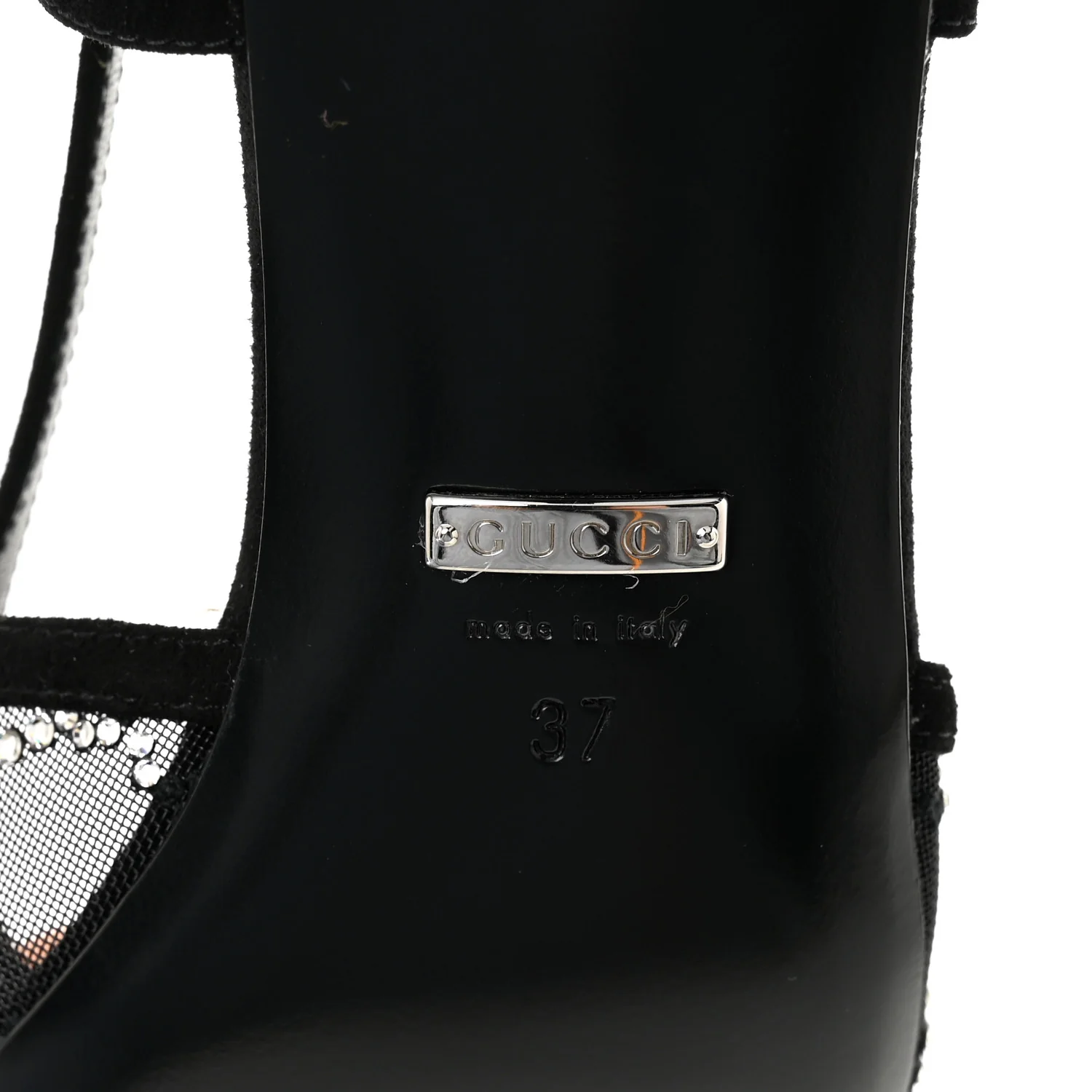 Tela Retino Kid Scamosciato Crystal GG Monogram Square G 35mm Slingback Pumps 37 Black - Image 8
