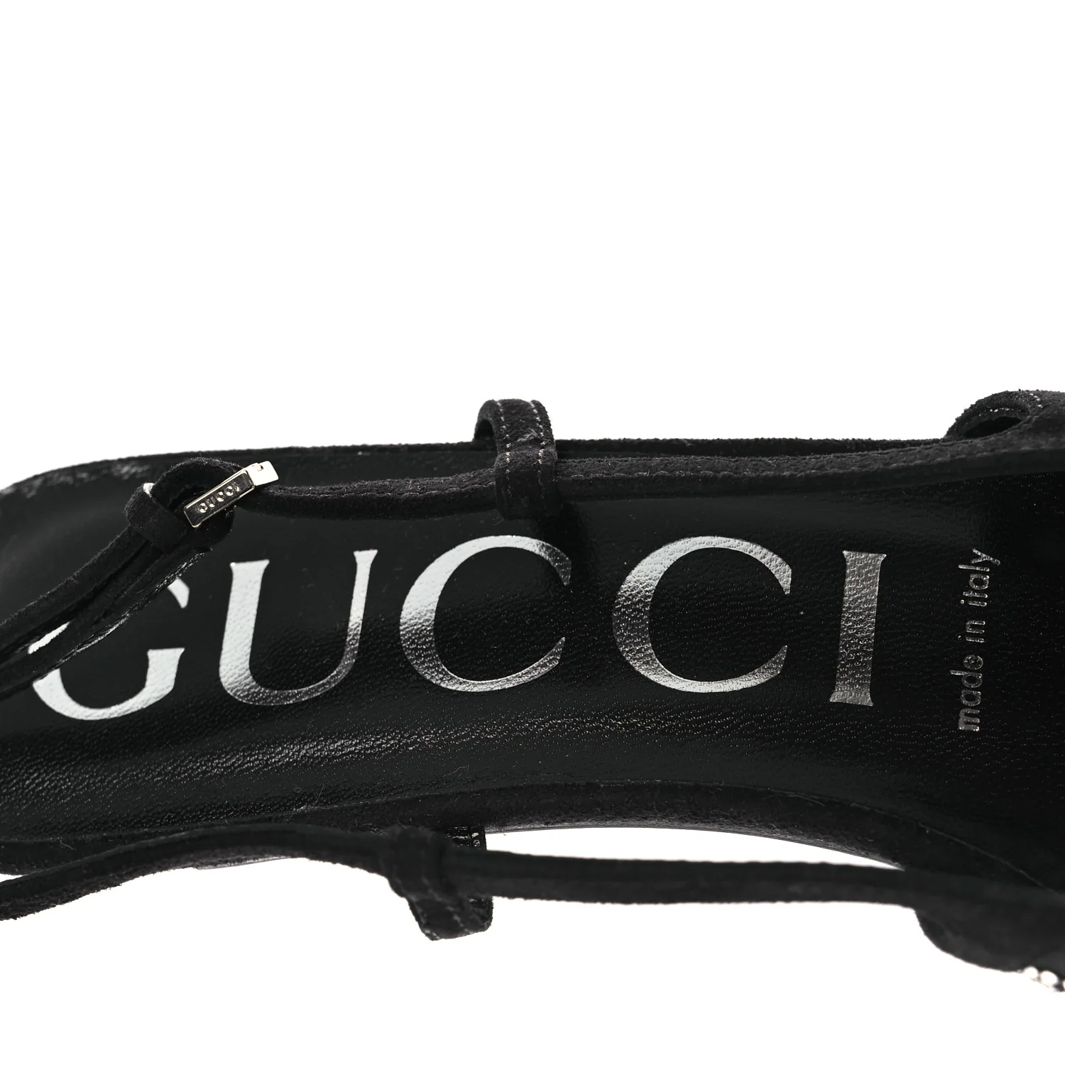 Tela Retino Kid Scamosciato Crystal GG Monogram Square G 35mm Slingback Pumps 38 Black - Image 9