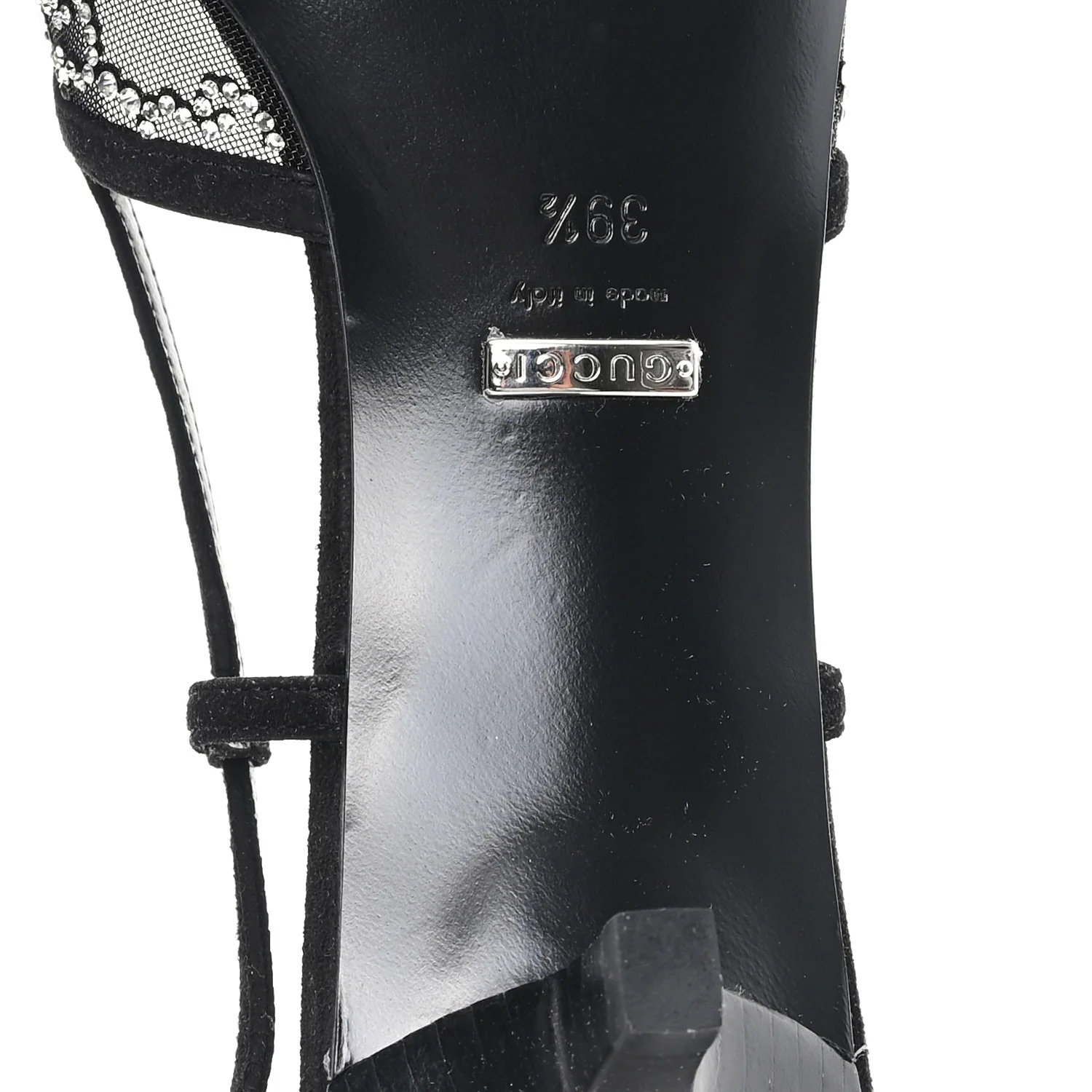 Tela Retino Kid Scamosciato Crystal GG Monogram Square G 35mm Slingback Pumps 39.5 Black - Image 7
